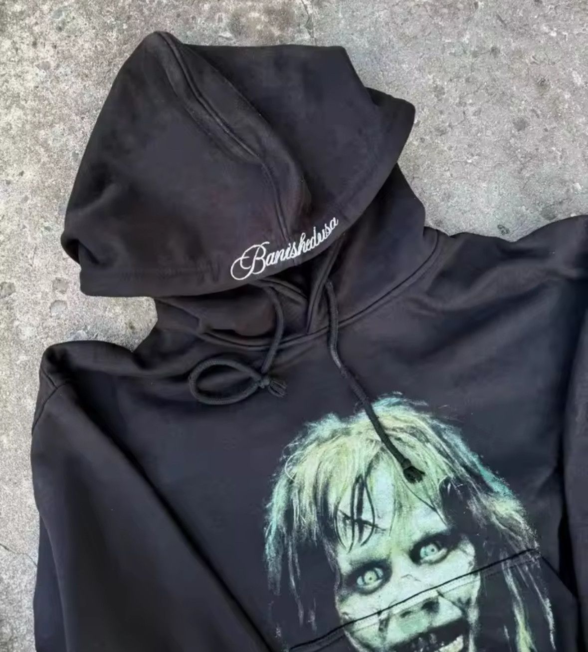 Other Fashion Punk Y2K Scary Creepy Face Gothic Pocket Hoodies Size US M / EU 48-50 / 2 - 2 Thumbnail