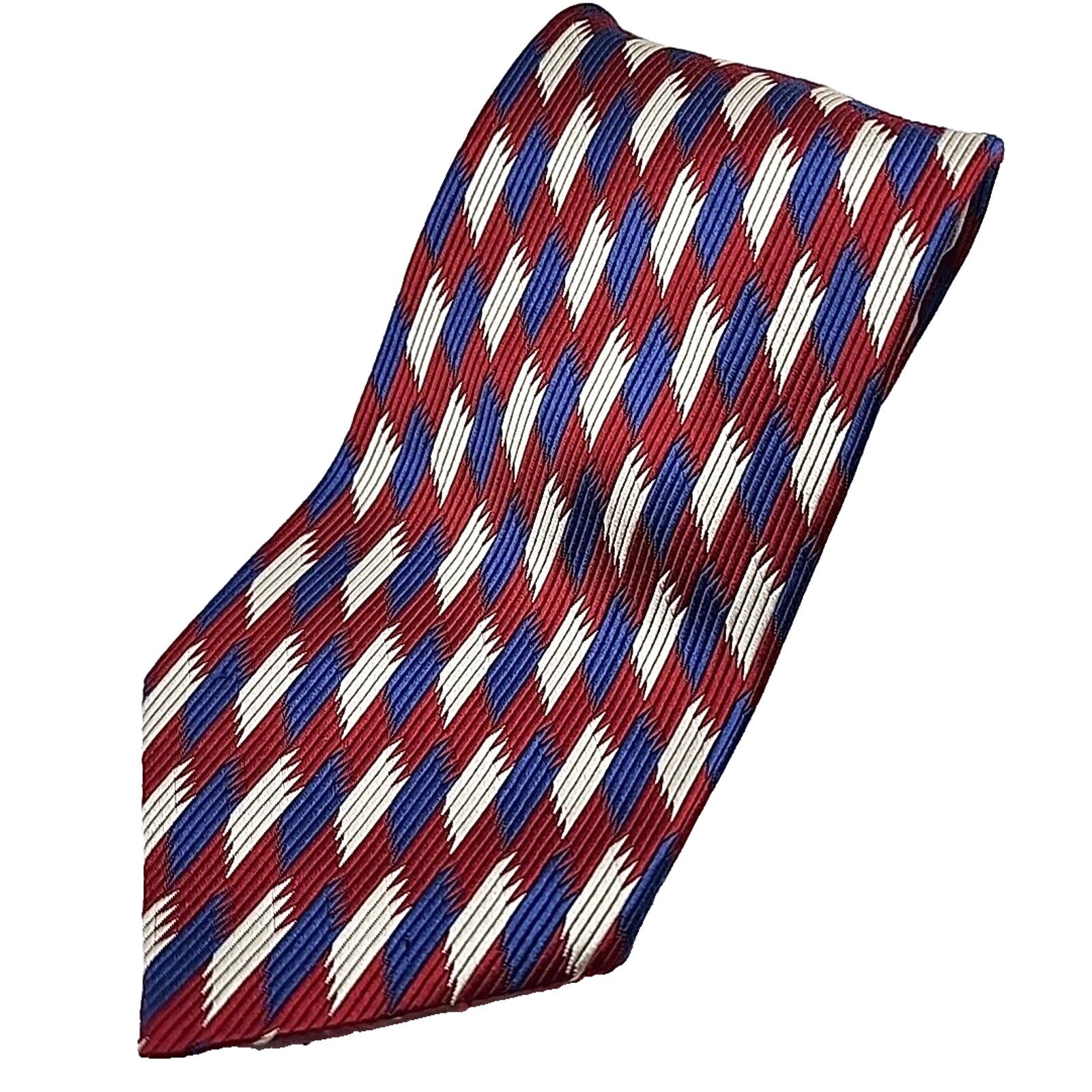 Other Ferrell Reed Silk Jacquard Necktie -Red-White-Blue Geometric Size ONE SIZE - 1 Thumbnail
