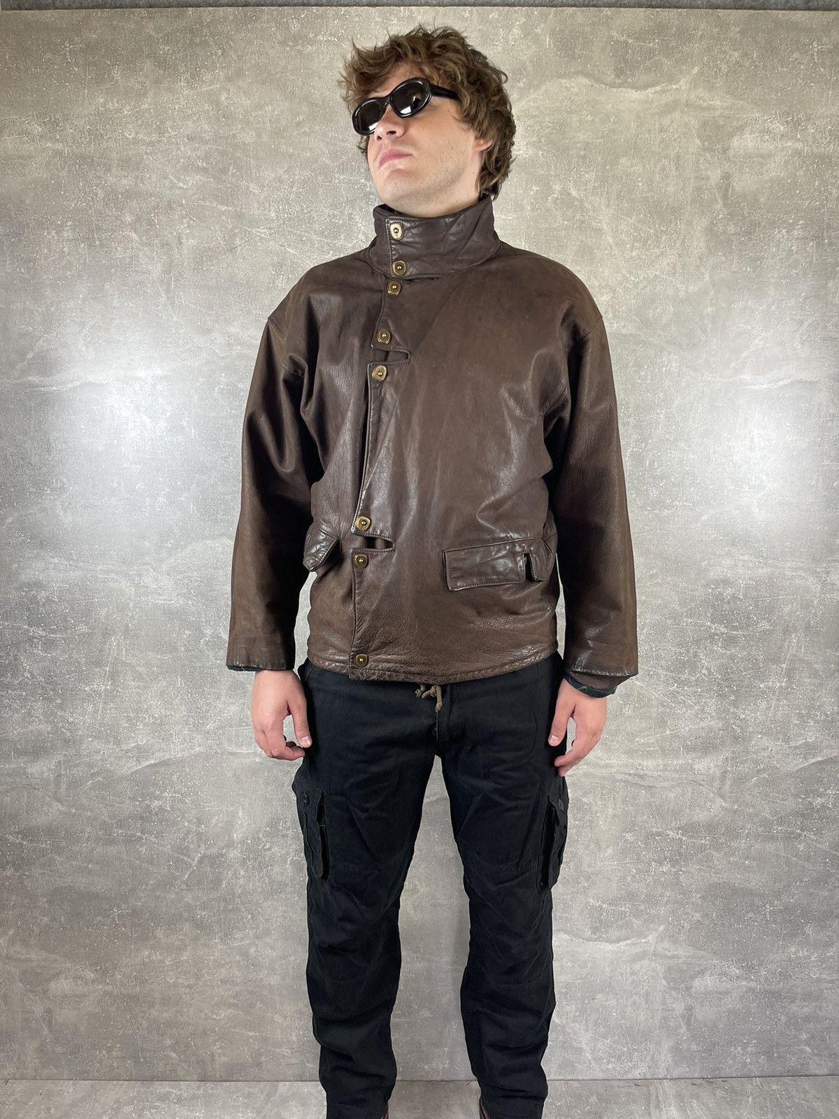 Genuine Leather Vintage AN 2000 Paris Brown Leather Jacket 80s Size US M / EU 48-50 / 2 - 2 Thumbnail