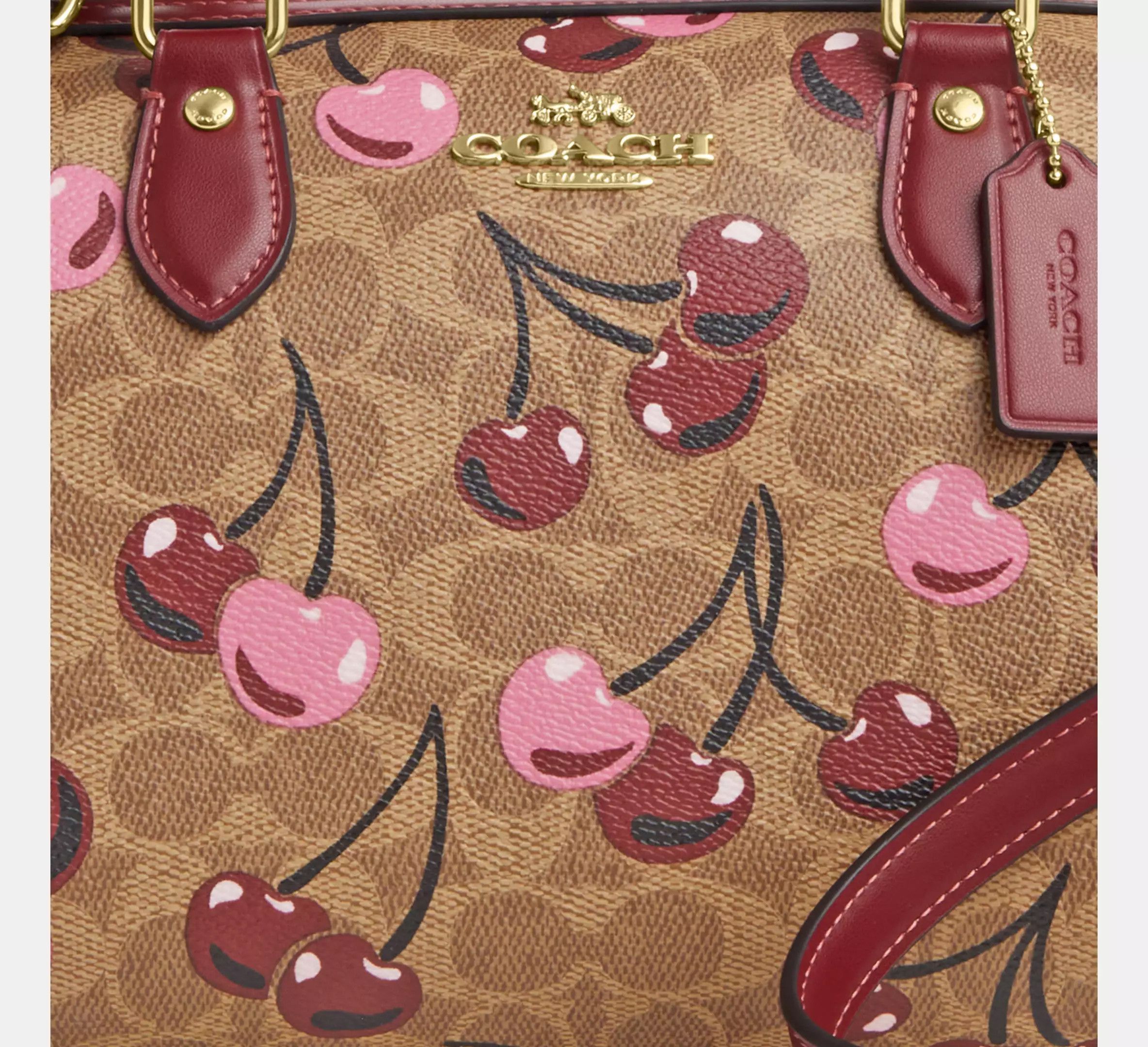 Coach 🍒 Rowan Satchel Bag In Signature Canvas With Cherry CY692 Size ONE SIZE - 10 Thumbnail