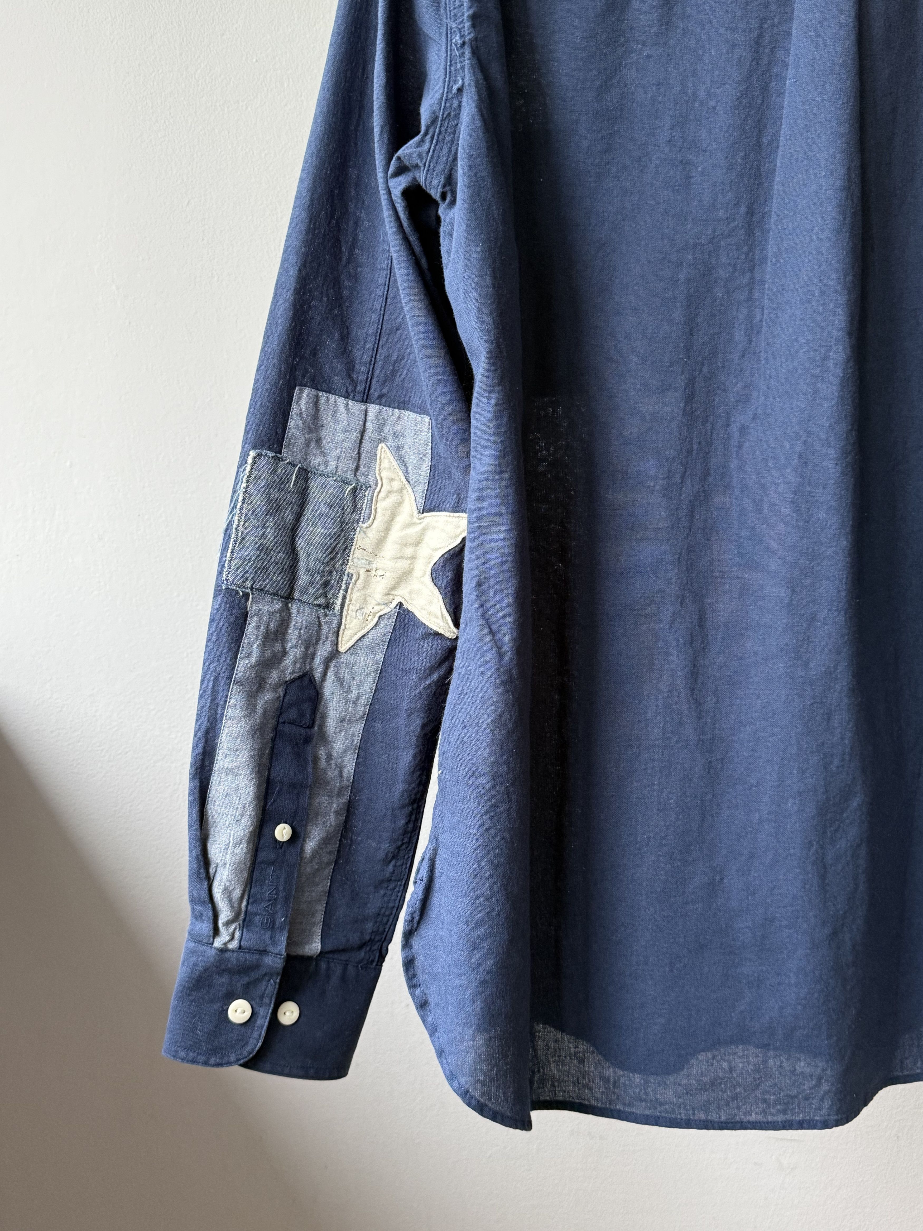 Gant Gant Patchwork Casual Fit Navy Blue Twill Long Sleeve Shirt Size US M / EU 48-50 / 2 - 10 Thumbnail