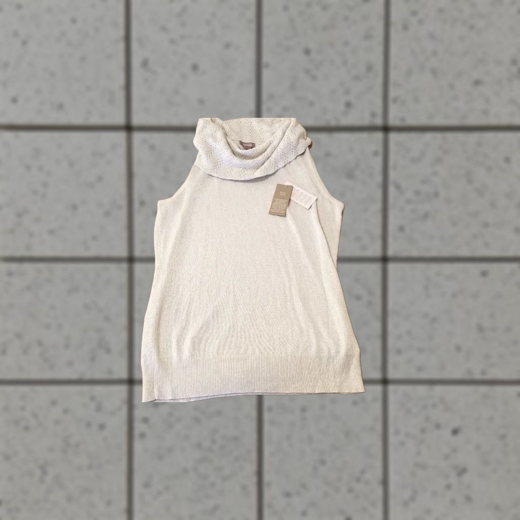 Vintage Chico's Womens Sleeveless Sweater 1 Ivory Cotton Pullover Size 1 Size XS / US 0-2 / IT 36-38 - 1 Thumbnail