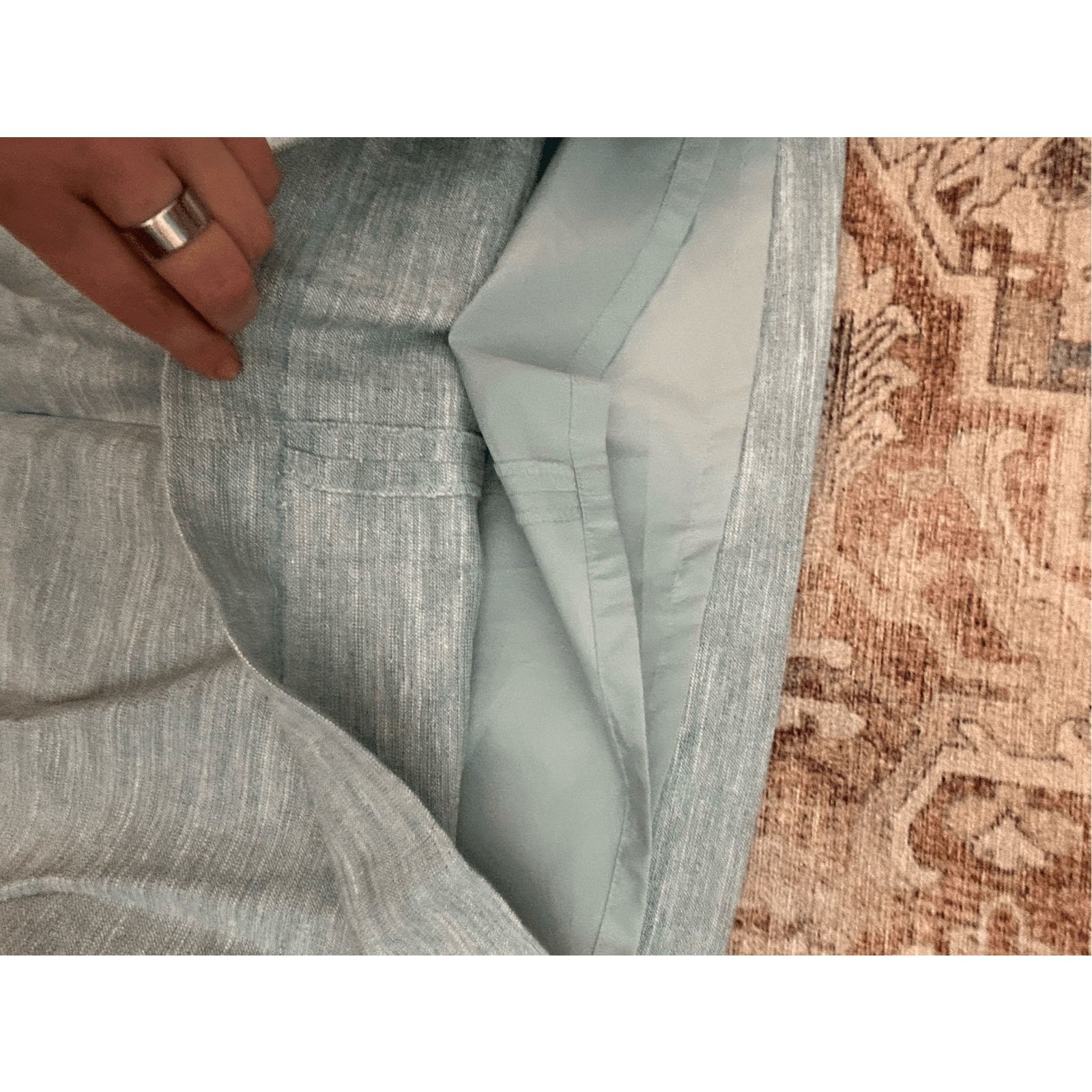 Loft LOFT Linen SEA BLUE W/ SILVER, Button, Mini Skirt, SIZE 8 Size 30" / US 8 / IT 44 - 6 Thumbnail