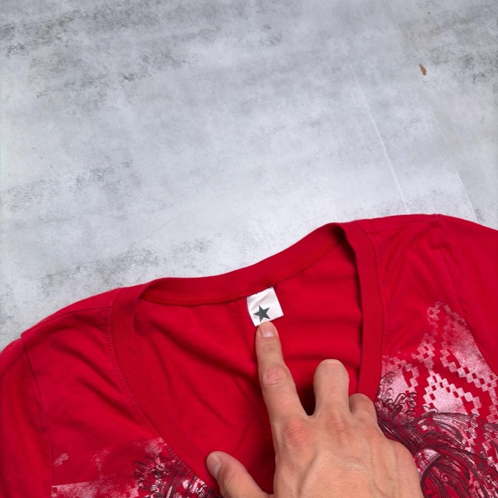 Other Y2K Red Cross Grunge Gothic V-Neck Skater T-Shirt Size L / US 10 / IT 46 - 5 Thumbnail