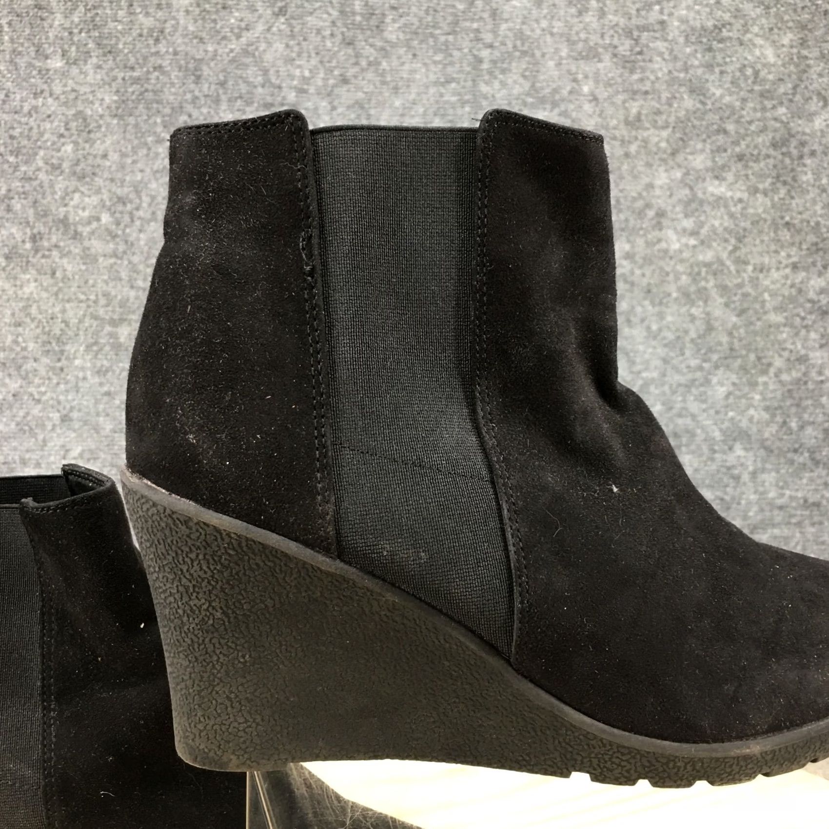 H&M H&M Boots Womens 40 Casual Pull On Chelsea Ankle Bootie Black Faux Suede Wedge Size US 9 / IT 39 - 6 Thumbnail