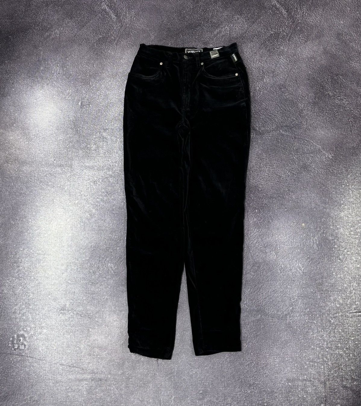 Versace Vintage Versace Jeans Couture Women’s Y2K Black Velvet Pants Size 28" / US 6 / IT 42 - 2 Thumbnail