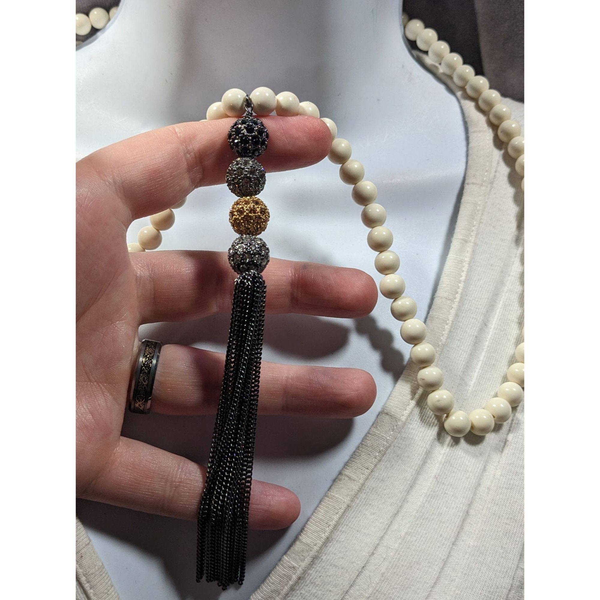 Other Boho Chic Stone Beaded Necklace With Metallic Rhinestone Bea Size ONE SIZE - 2 Thumbnail