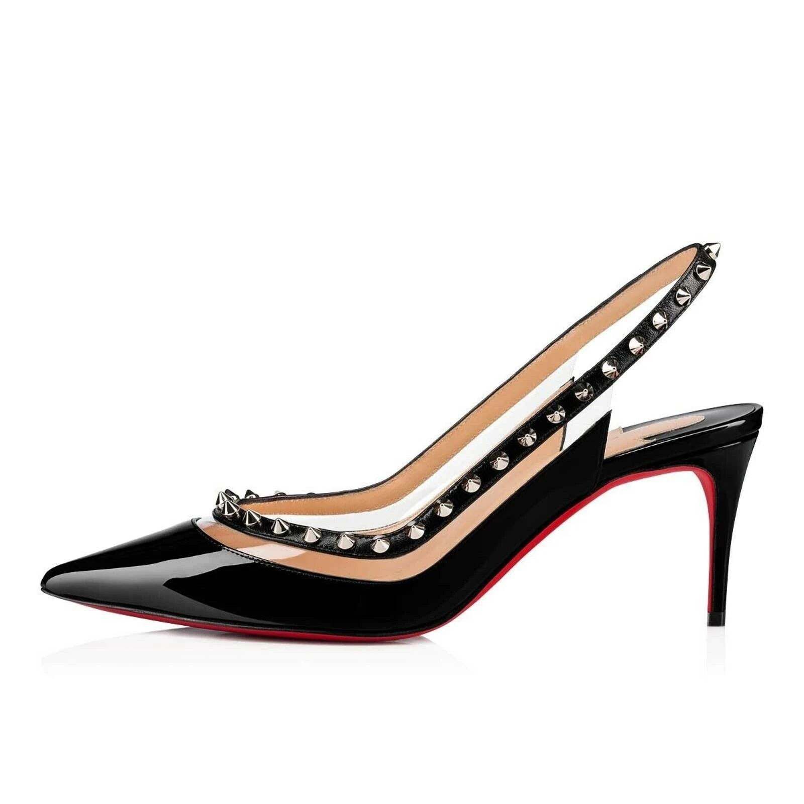 Christian Louboutin Christian Louboutin Brigadine 70 Black Patent PVC Slingback Size US 6 / IT 36 - 3 Thumbnail