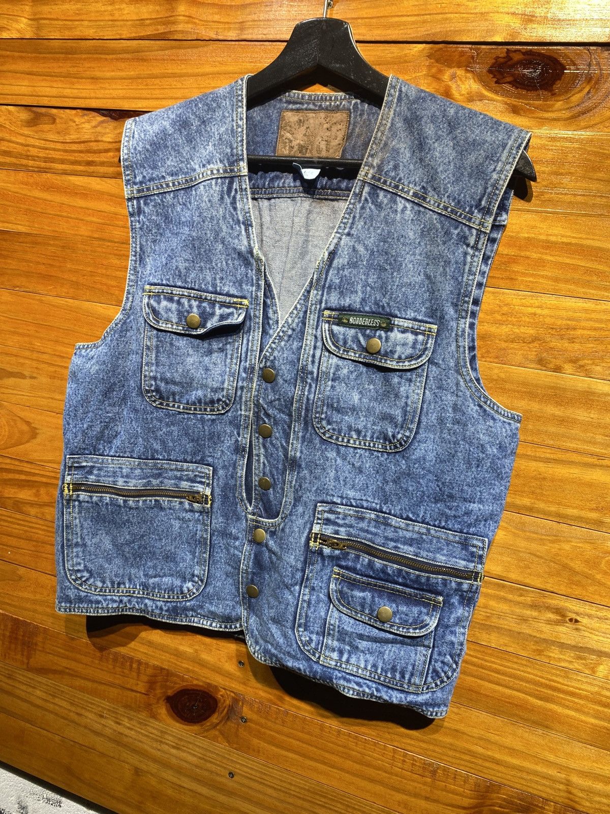 Japanese Brand Vintage 90s Acid Wash Denim Utility Vest Workwear Style Size US L / EU 52-54 / 3 - 2 Thumbnail