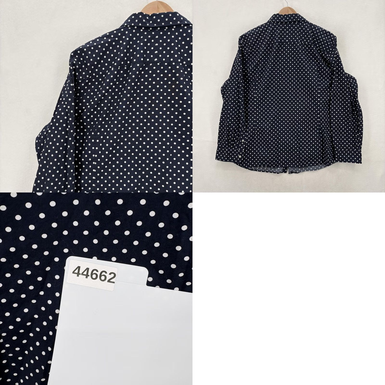 Chaps Chaps Shirt Womens 2X Navy White Polka Dot Button Front Long Sleeve Cotton Size XXL / US 16-18 / IT 52-54 - 9 Thumbnail