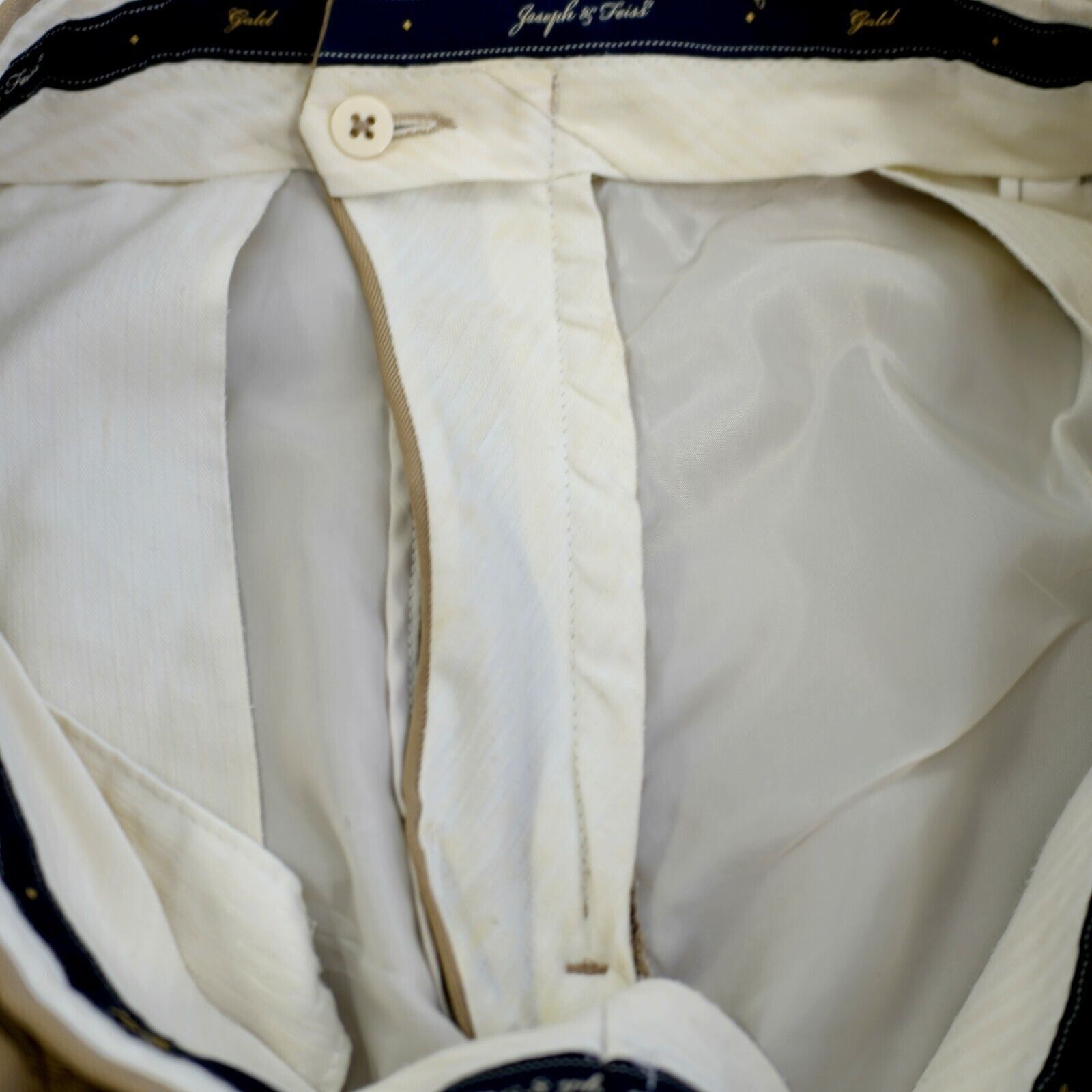 Joseph & Feiss DAMAGED Joseph Feiss Wool Tan 33/30 Dress Pants Mid Rise Ple Size 34R - 6 Thumbnail