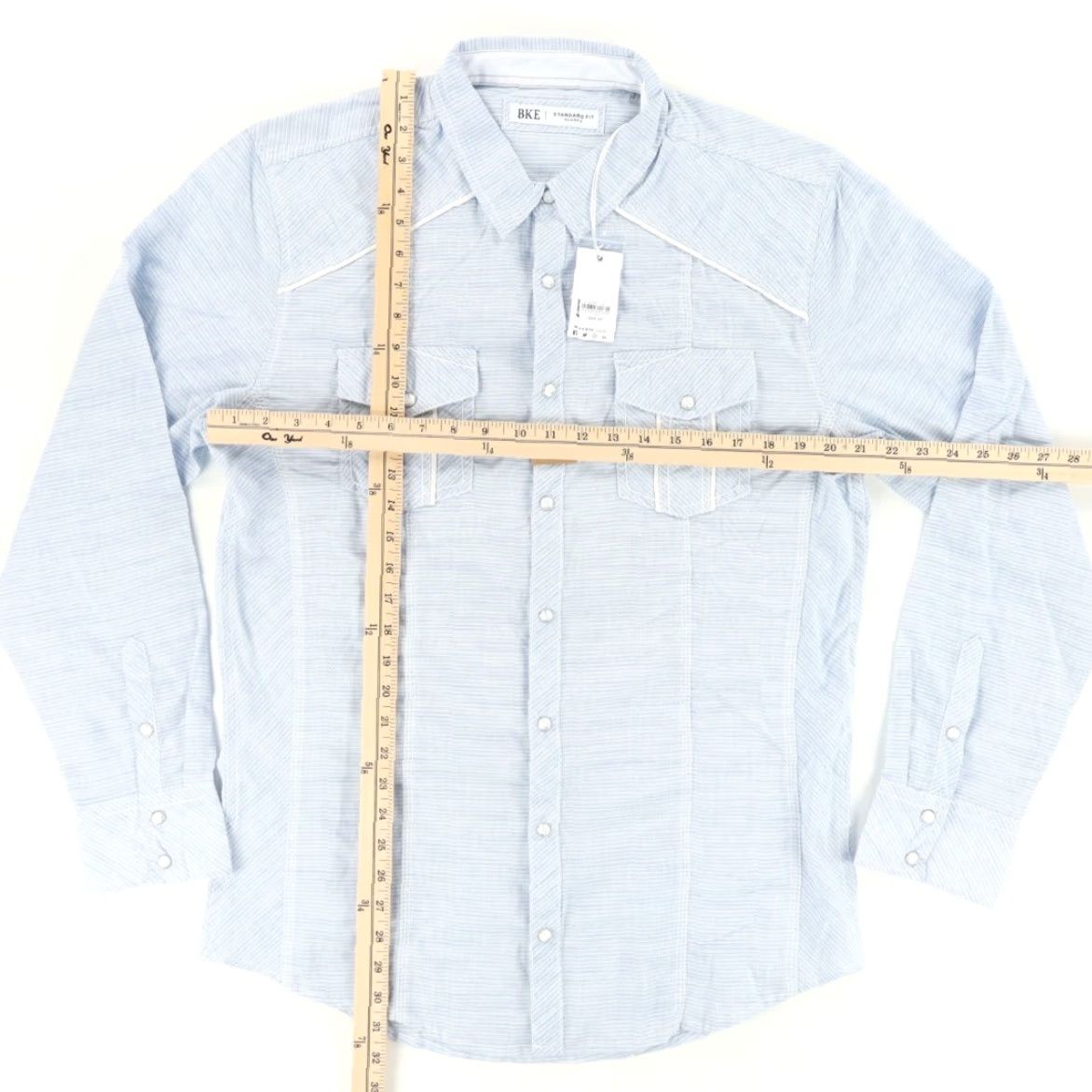 Vintage Buckle Shirt Blue Men's XL Pearl Snap Striped Long Sleeve Cotton Blend Size US XL / EU 56 / 4 - 3 Thumbnail