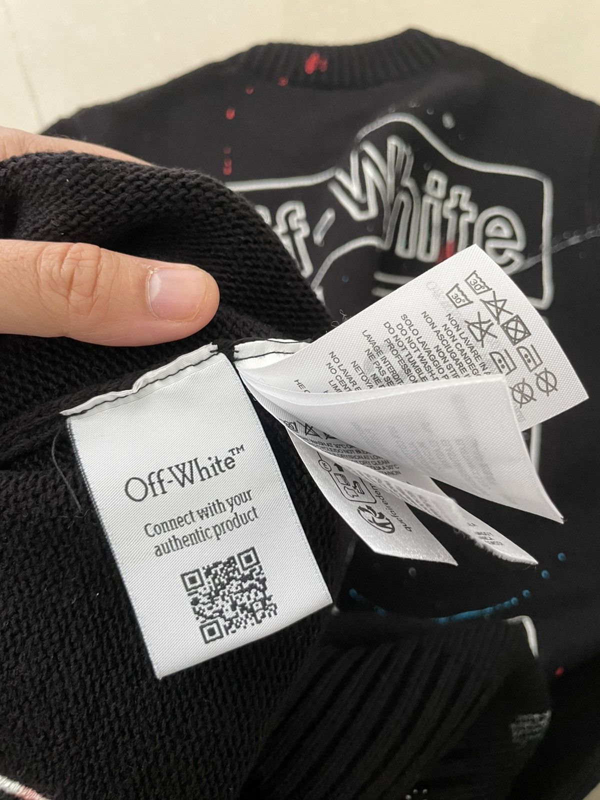 Japanese Brand Off White Sweatshirt with Paint Splash Design Size US M / EU 48-50 / 2 - 8 Thumbnail
