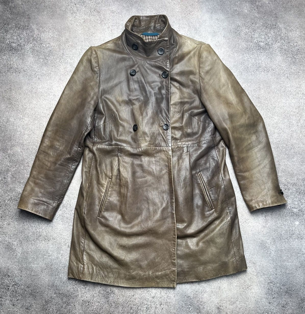 Japanese Brand × Vintage Vintage washed obscur style leather coat Size M / US 6-8 / IT 42-44 - 1 Thumbnail