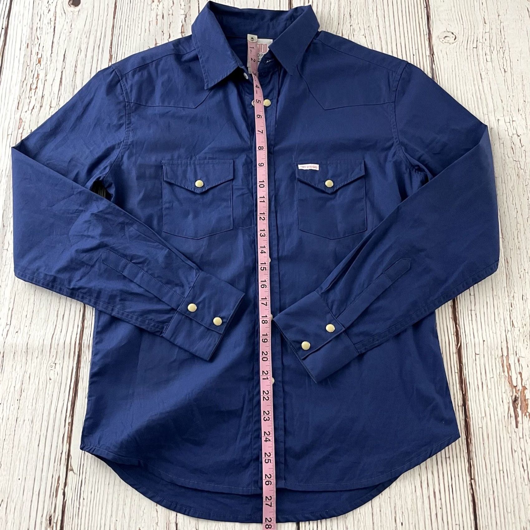 Topo Designs Topo Designs Shirt Long Sleeve Button-Up Blue S Mens Solid Snap Front Small Size US S / EU 44-46 / 1 - 4 Thumbnail