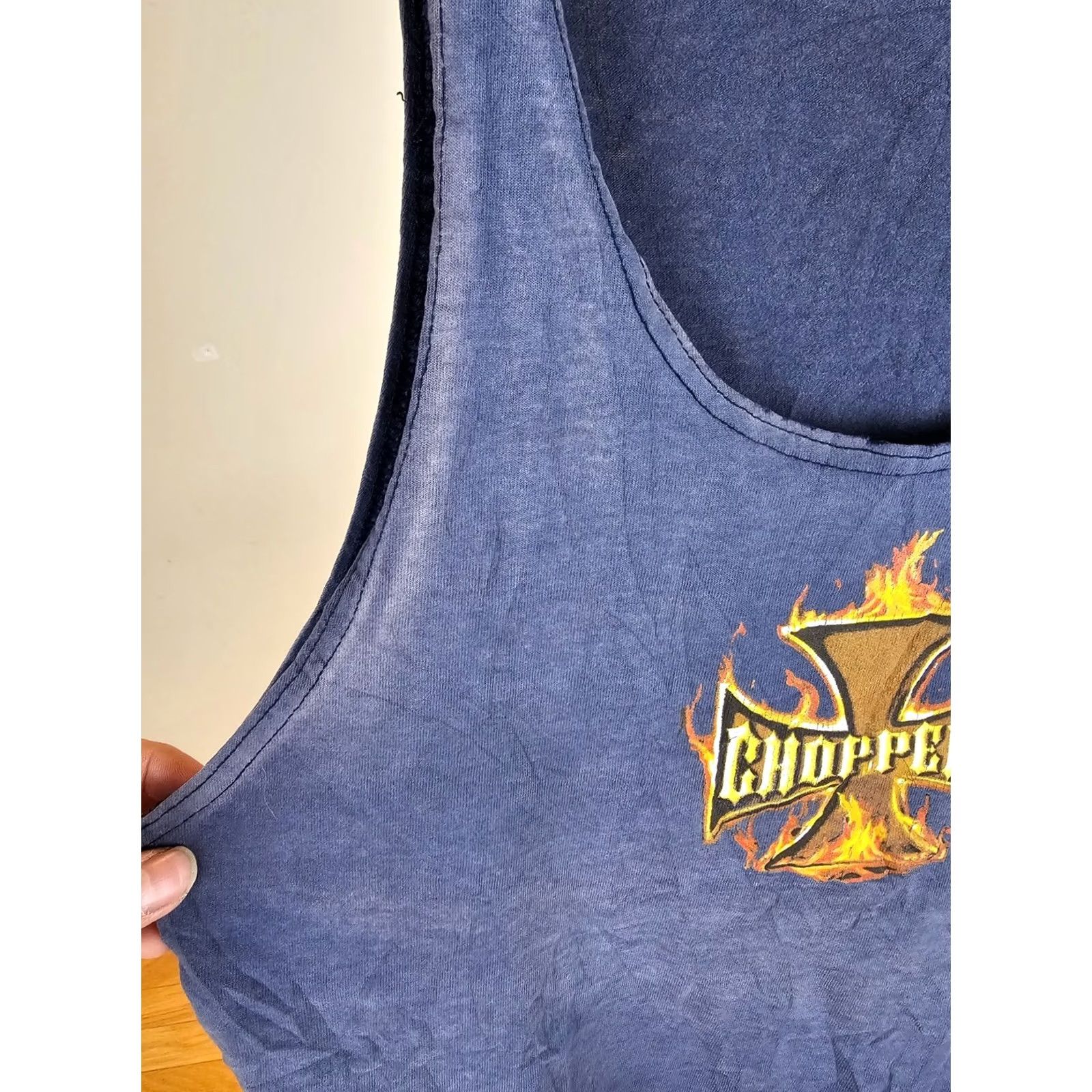 Vintage VINTAGE 90' CHOPPERS T-Shirt CAMOUFLAGE Blue M Mens Regular Cotton Pocket Distressed FADED TRASHED Gradient Size US M / EU 48-50 / 2 - 7 Thumbnail