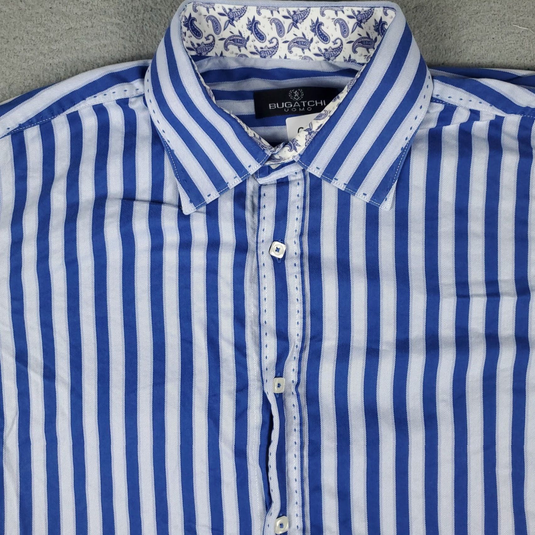 BUGATCHI Bugatchi Uomo Shirt Mens XL Blue Striped Button-Up Long Sleeve Casual Modern Size US XL / EU 56 / 4 - 2 Thumbnail