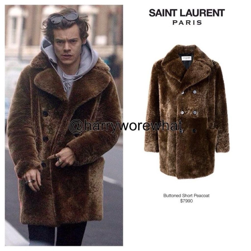 image of Hedi Slimane x Saint Laurent Paris Fw16 Shearling Fur Brown Double Breasted Jacket Coat (Size Large