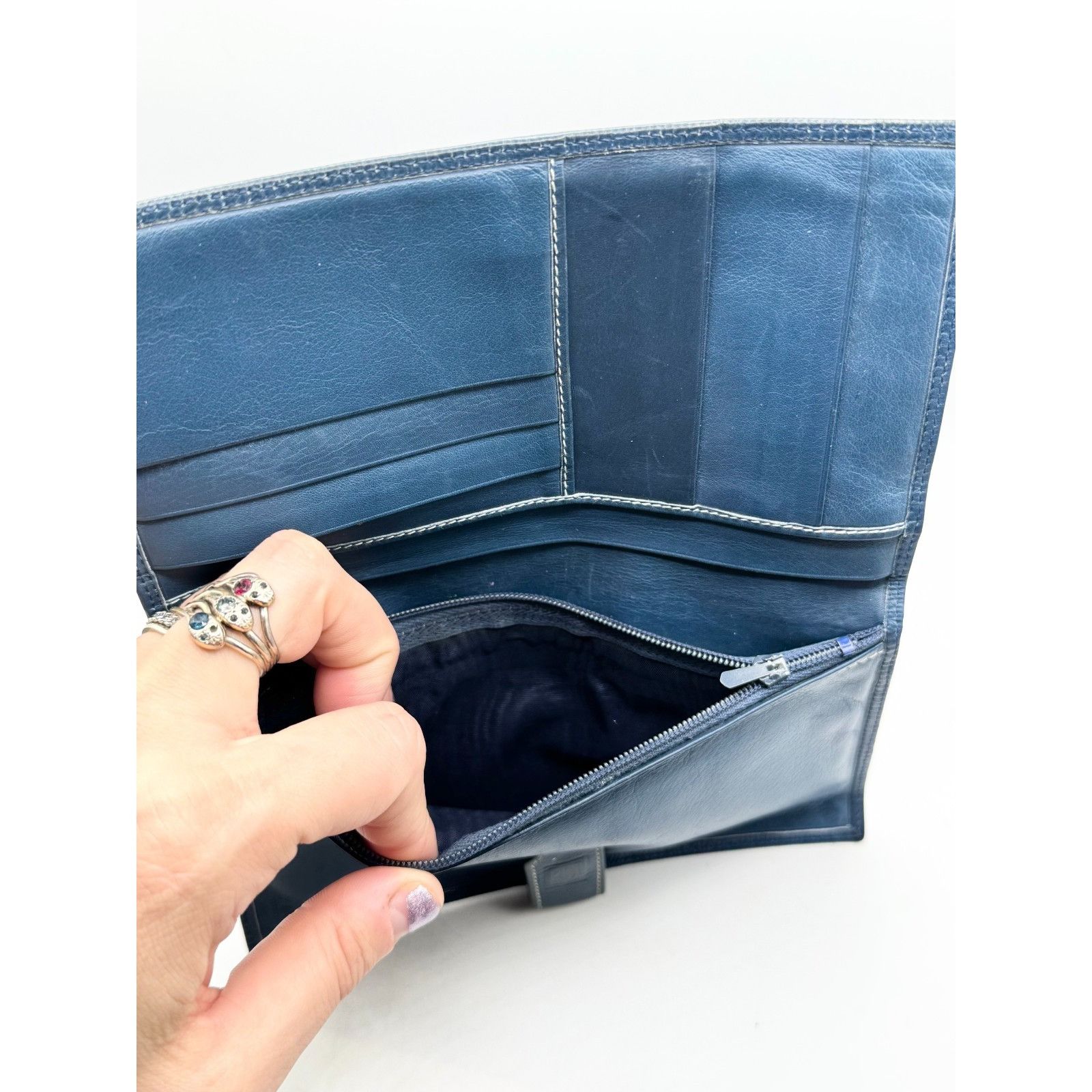 Vintage Vintage Donna Elena Leather blue wallet Size ONE SIZE - 8 Thumbnail