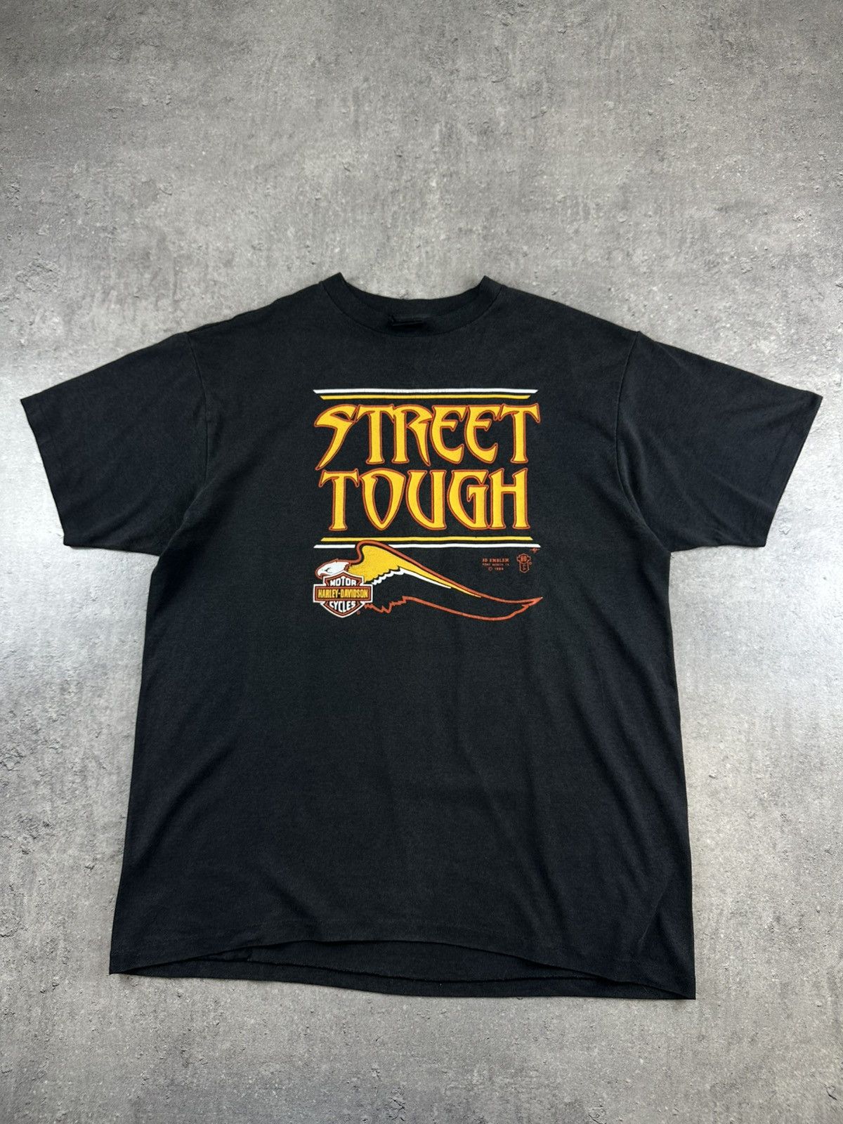 Harley Davidson T-shirt tee Harley Davidson Street Tough 3D emblem 1989 Size US L / EU 52-54 / 3 - 1 Thumbnail