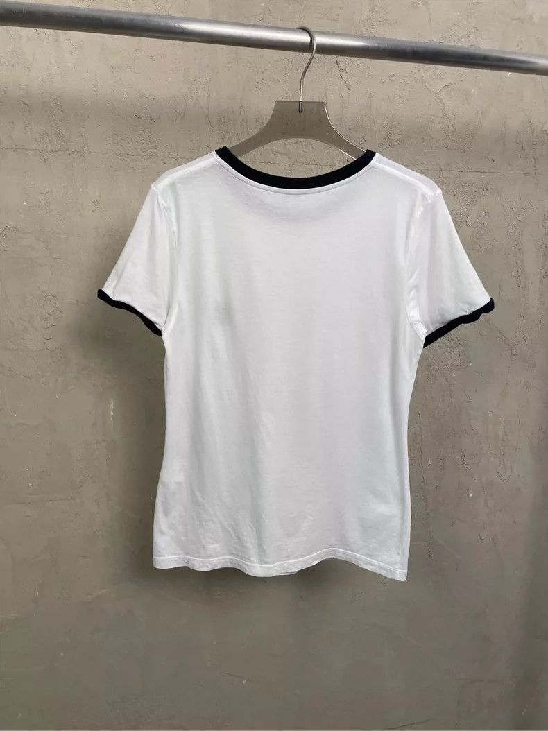 Loewe LOEWE White embroidered small Logo black edged short sleev Size S / US 4 / IT 40 - 2 Thumbnail