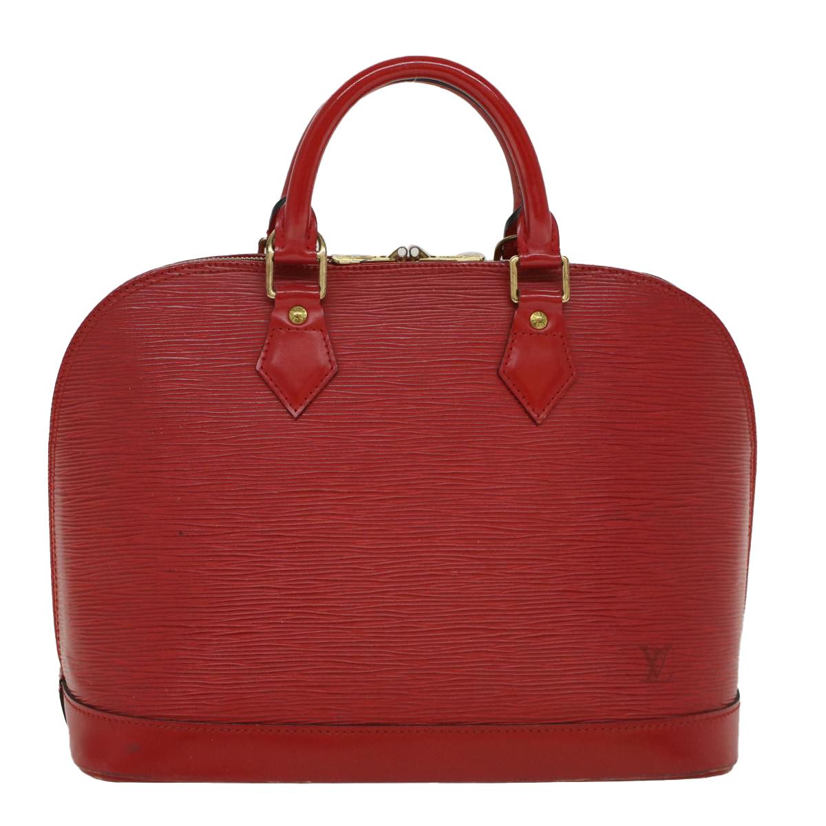 LOUIS VUITTON Monogram Vernis Houston Hand Bag Red M91092 LV Auth