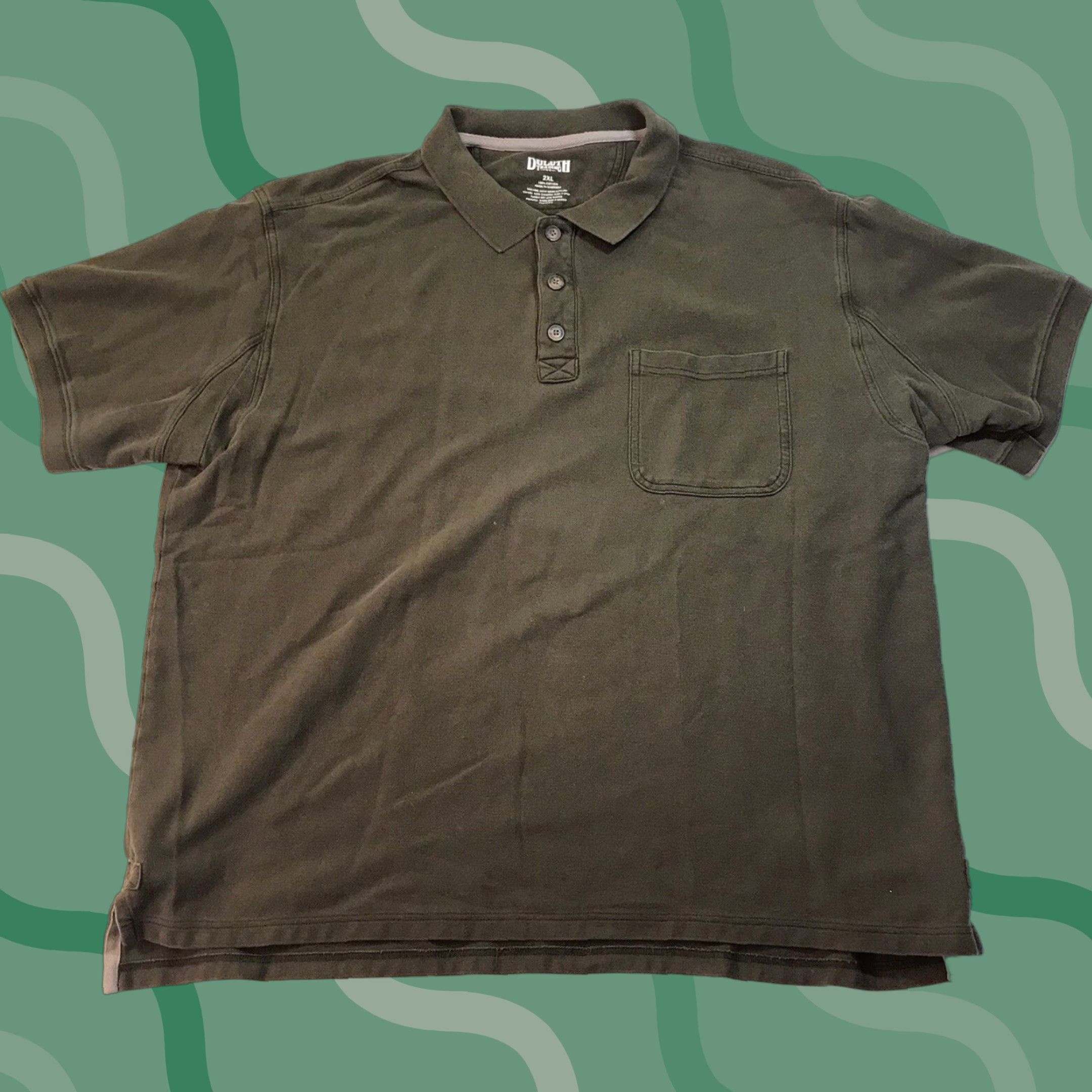 Vintage DULUTH Trading Polo Shirt Mens Short Sleeve Knit 100% Cotton Green 2XL Outdoors Casual Size US XXL / EU 58 / 5 - 1 Thumbnail