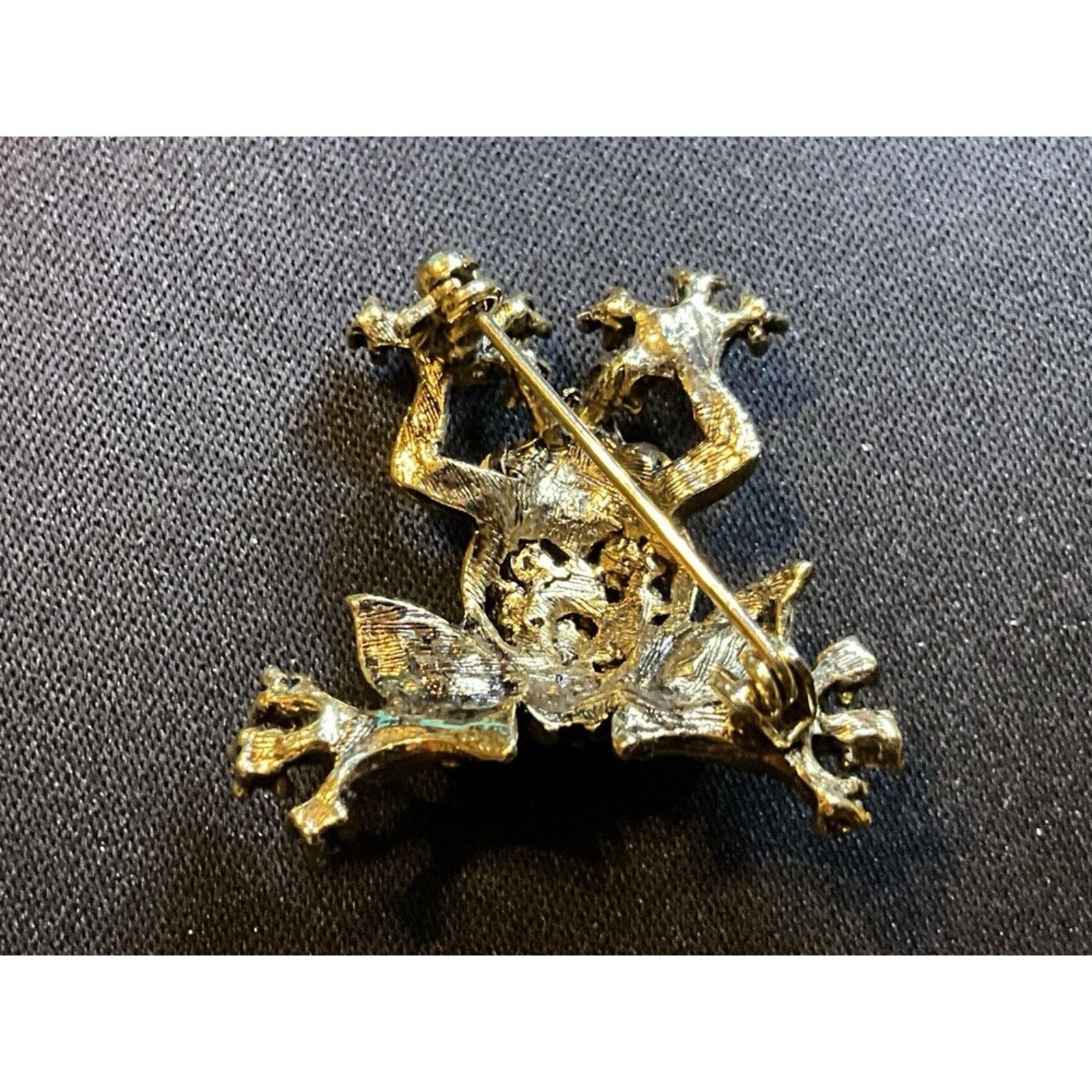 Other Gold Tone Amber Citrine Colored Rhinestone Tree Frog Brooch Size ONE SIZE - 4 Thumbnail