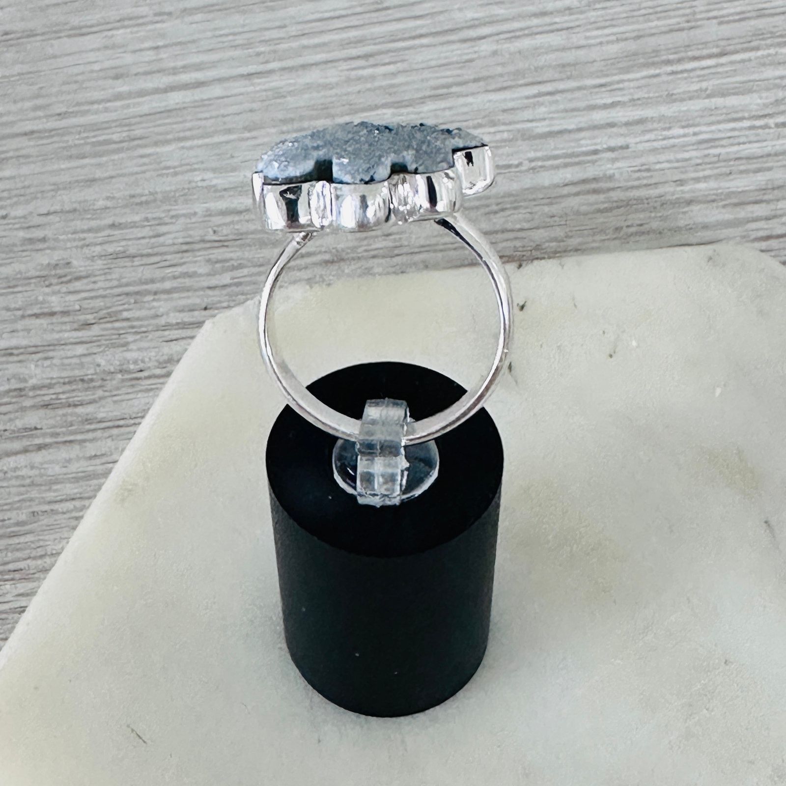 The Unbranded Brand Hamsa Agate Druzy Sterling Silver Ring Size ONE SIZE - 9 Thumbnail