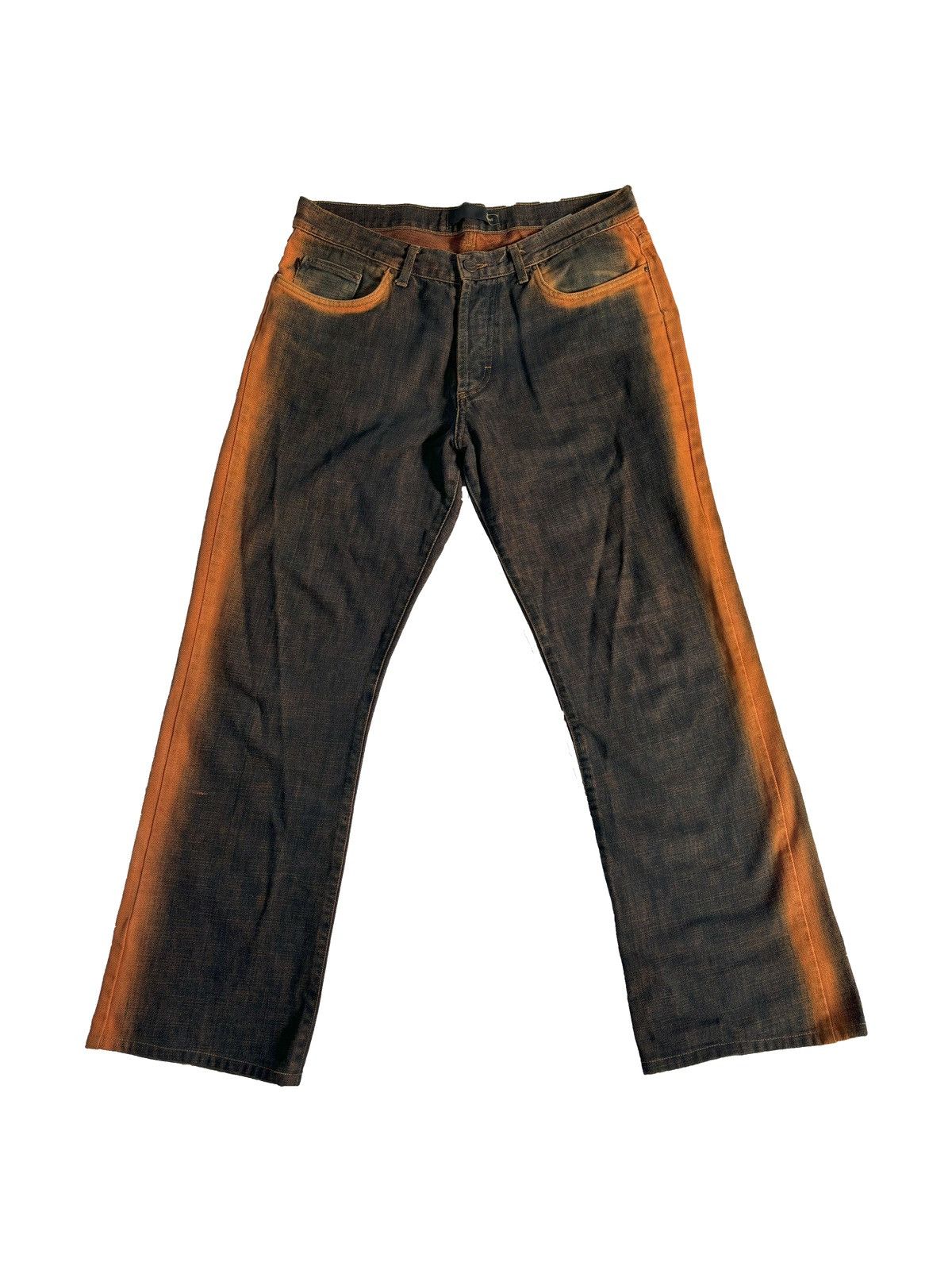 image of Archival Clothing x Just Cavalli 00S Just Cavalli Satan Jeans Stone Washed in Orange (Size 35)