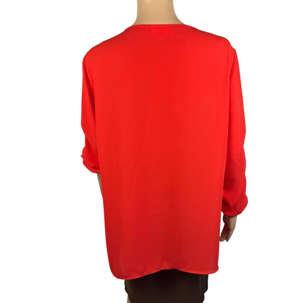 JM Collection JM Collection Red 3/4 Sleeve Blouse Size L Size L / US 10 / IT 46 - 4 Thumbnail