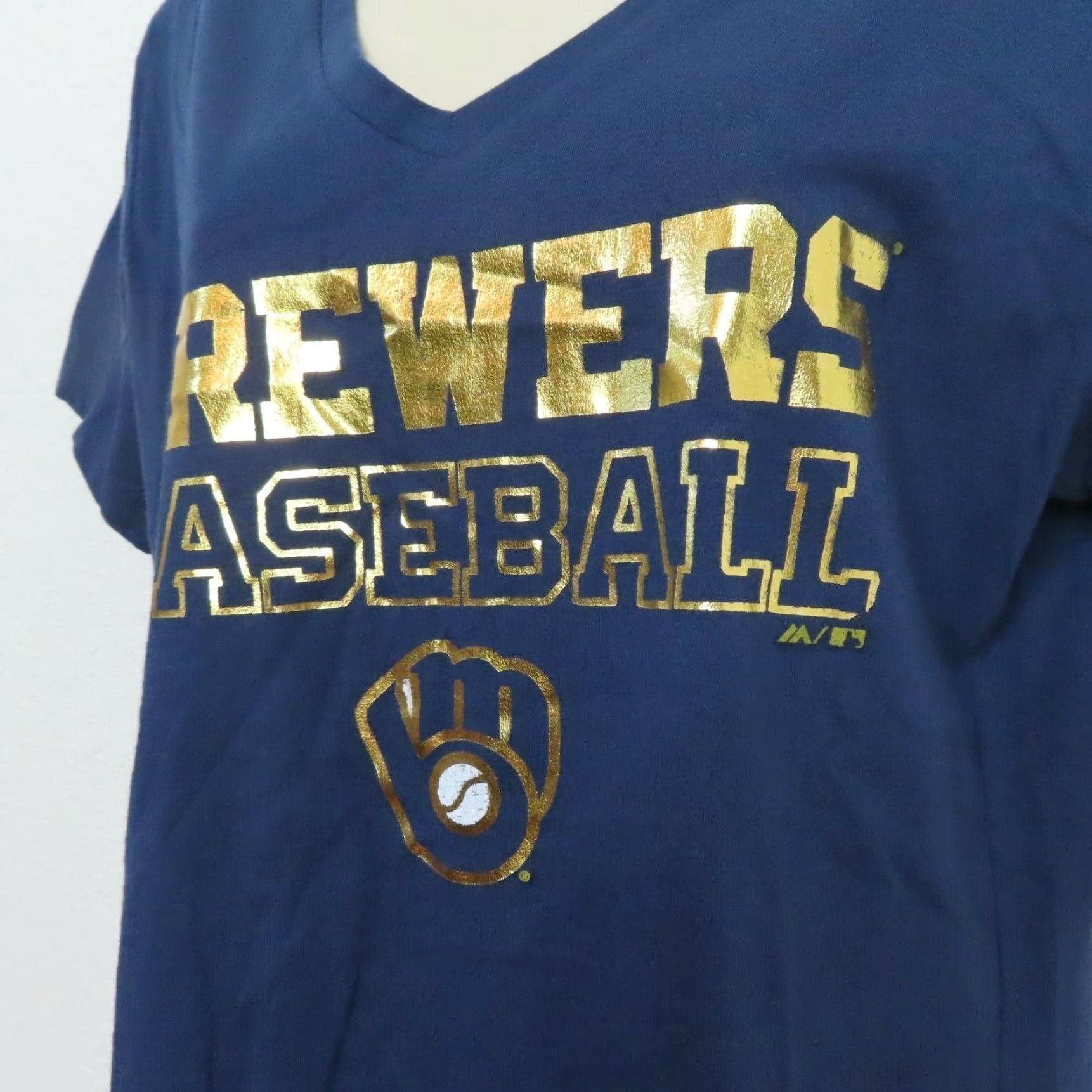 Vintage Majestic Womens Medium Milwaukee Brewers Baseball Short Sleeve T Shirt Top NEW Size M / US 6-8 / IT 42-44 - 3 Thumbnail