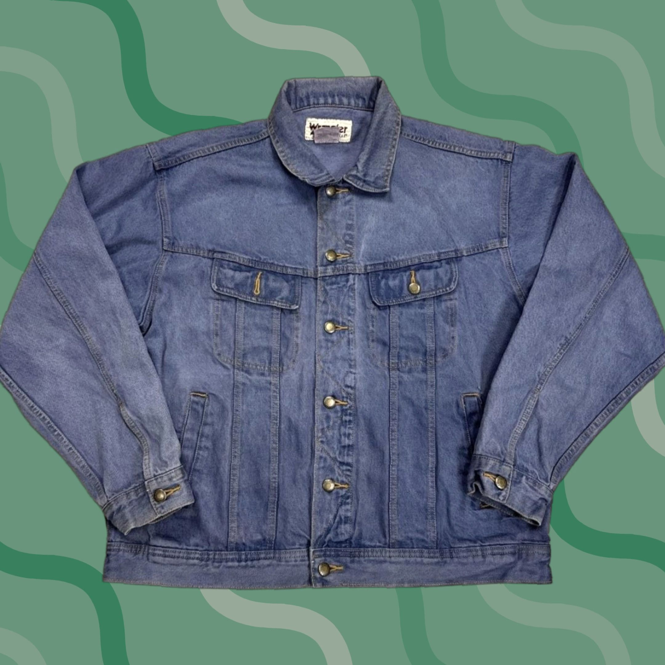 Wrangler VINTAGE Wrangler Jacket Mens XL Denim Trucker Button Front Pockets Casual Workwear Blue Denim Bomber Style Size US XL / EU 56 / 4 - 1 Thumbnail