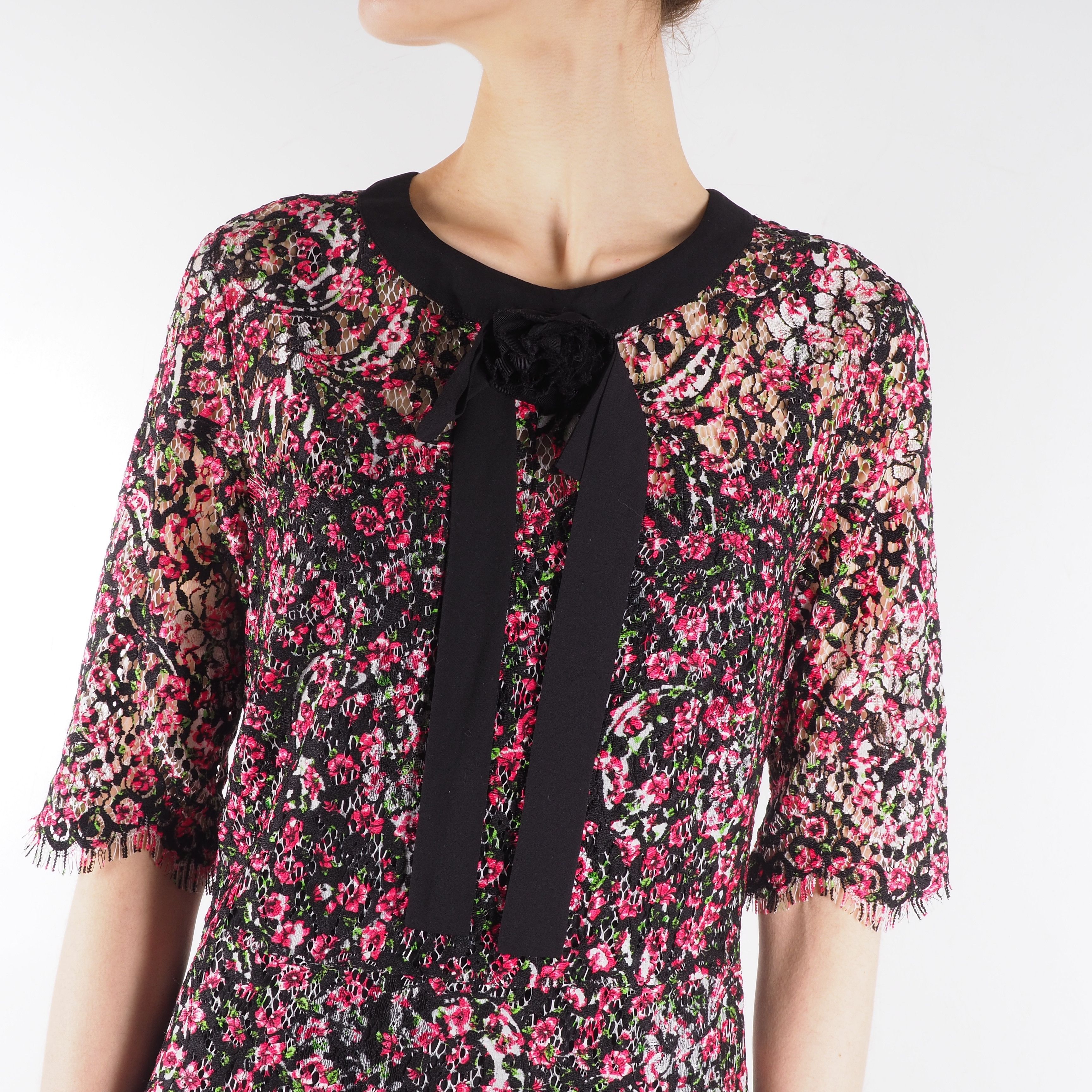 The Kooples The Kooples Multicolor Floral Knee Length Sheer Knit Dress Size M / US 6-8 / IT 42-44 - 2 Thumbnail