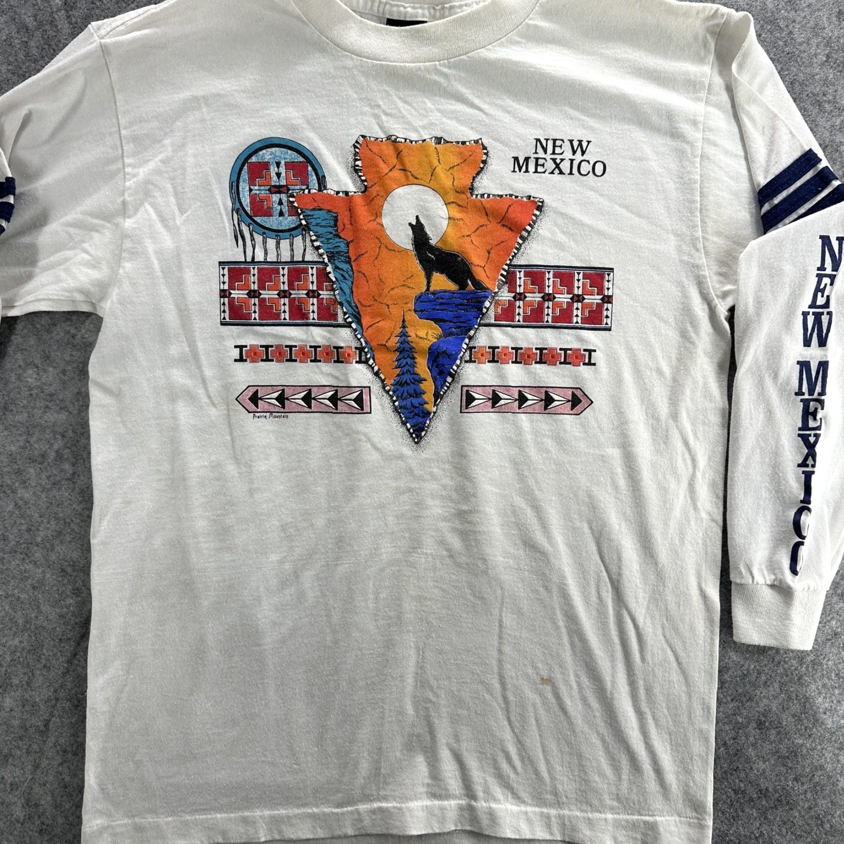 Vintage VINTAGE Prairie Mountain Shirt Mens Large White New Mexico Wolf Southwestern 90s Graphic Print Crew Neck Long Sleeve T-Shirt White Wolf 1990s Mens Size US L / EU 52-54 / 3 - 2 Thumbnail
