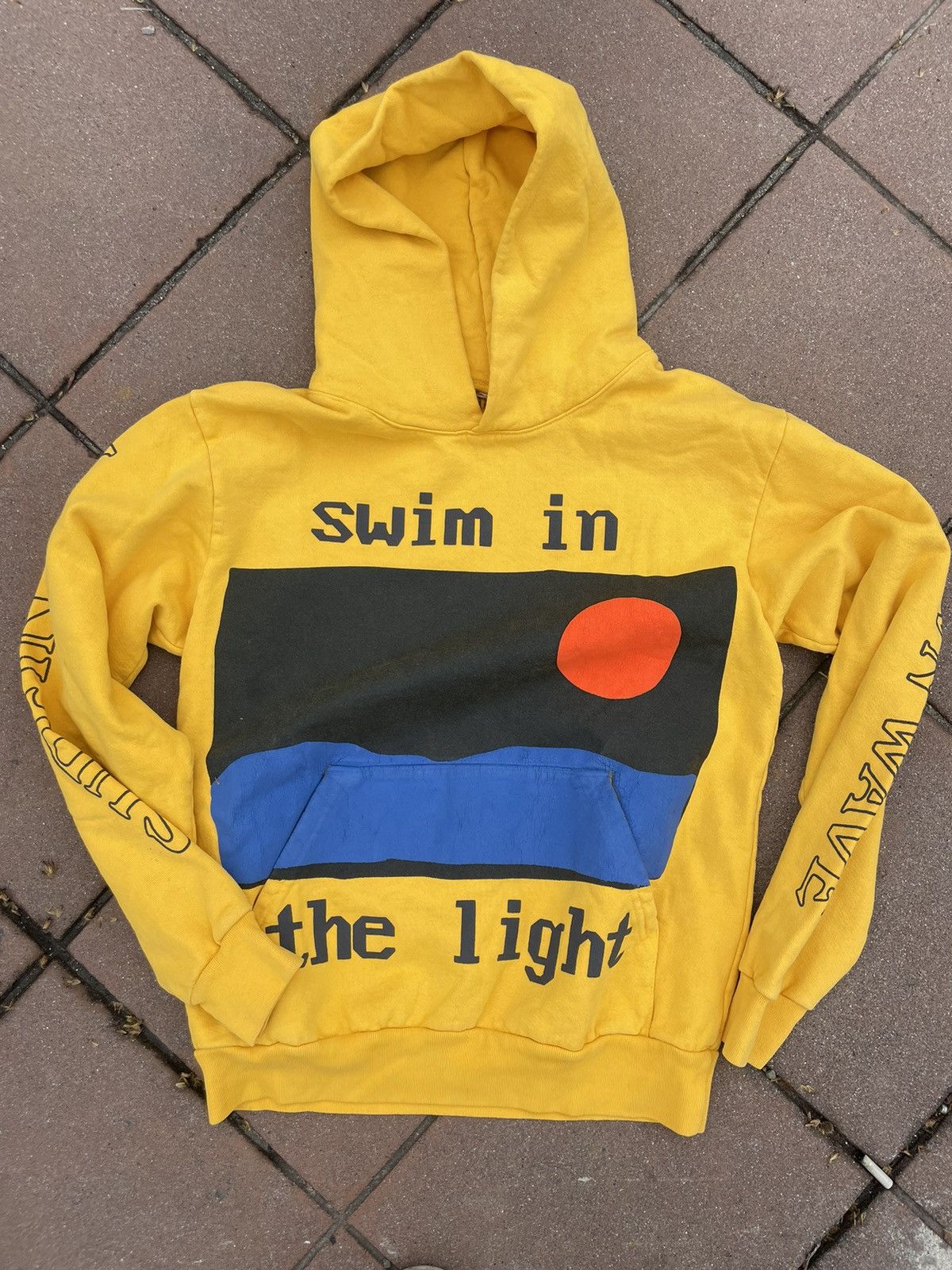 image of Cactus Plant Flea Market x Kid Cudi Cpfm Kid Cudi Coachella 2019 Hoodie in Yellow (Size Small)