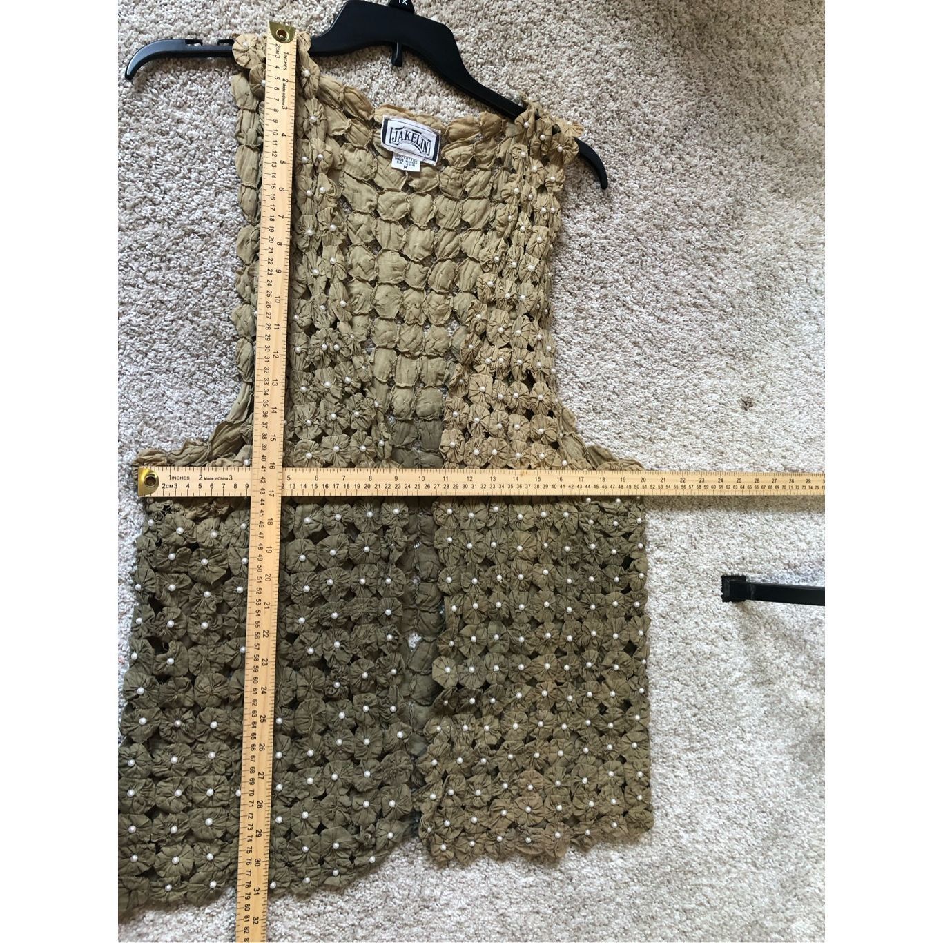 Other Jakelin Women’s Olive Green With Pearl Beaded Front Cardigan Size M / US 6-8 / IT 42-44 - 7 Thumbnail