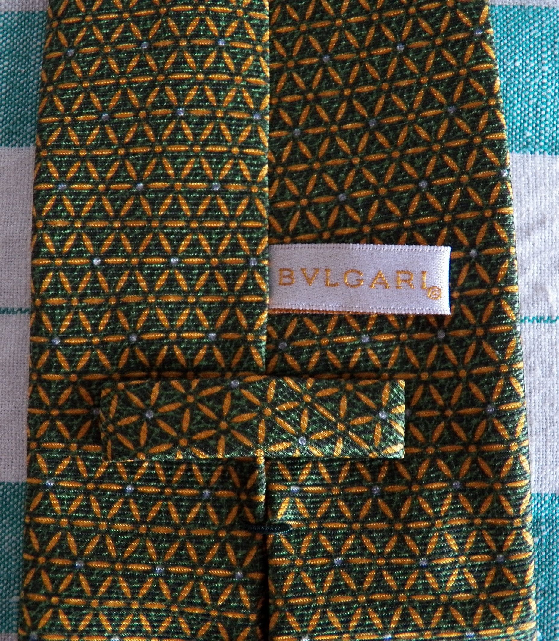Bvlgari Bvlgari Silk Necktie green yellow geometrical floral Bulgari Size ONE SIZE - 10 Thumbnail