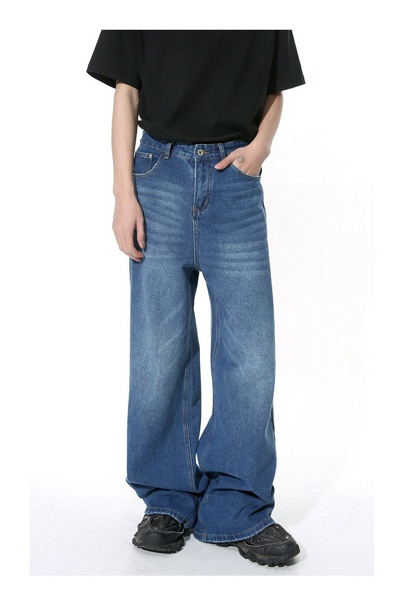 image of Blue Baggy Flared Denim Jeans, Men's (Size 31)