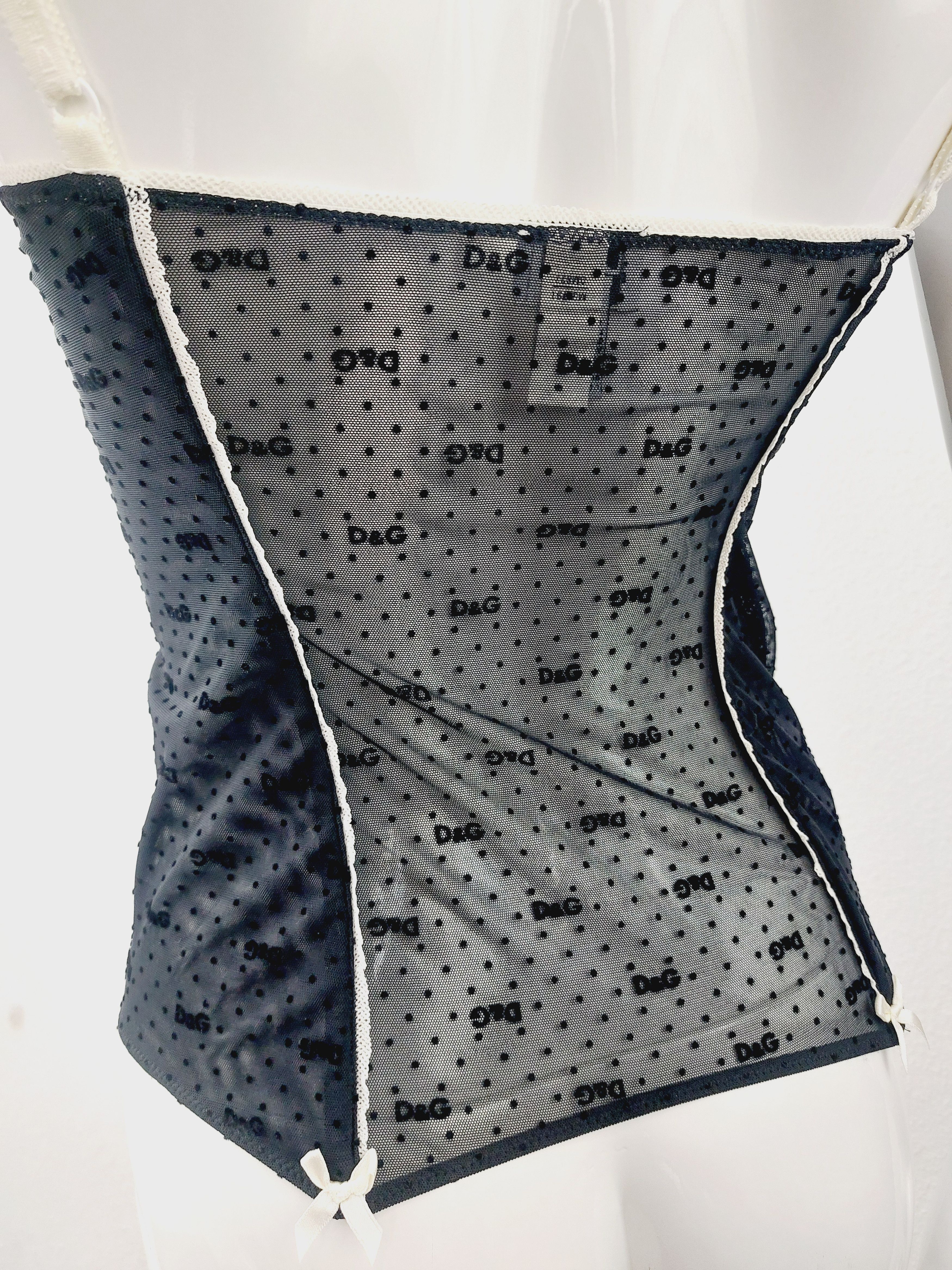 Dolce & Gabbana Dolce and Gabbana D&G Logo Net Mesh Ribbon Bustier Corset Size S / US 4 / IT 40 - 10 Thumbnail