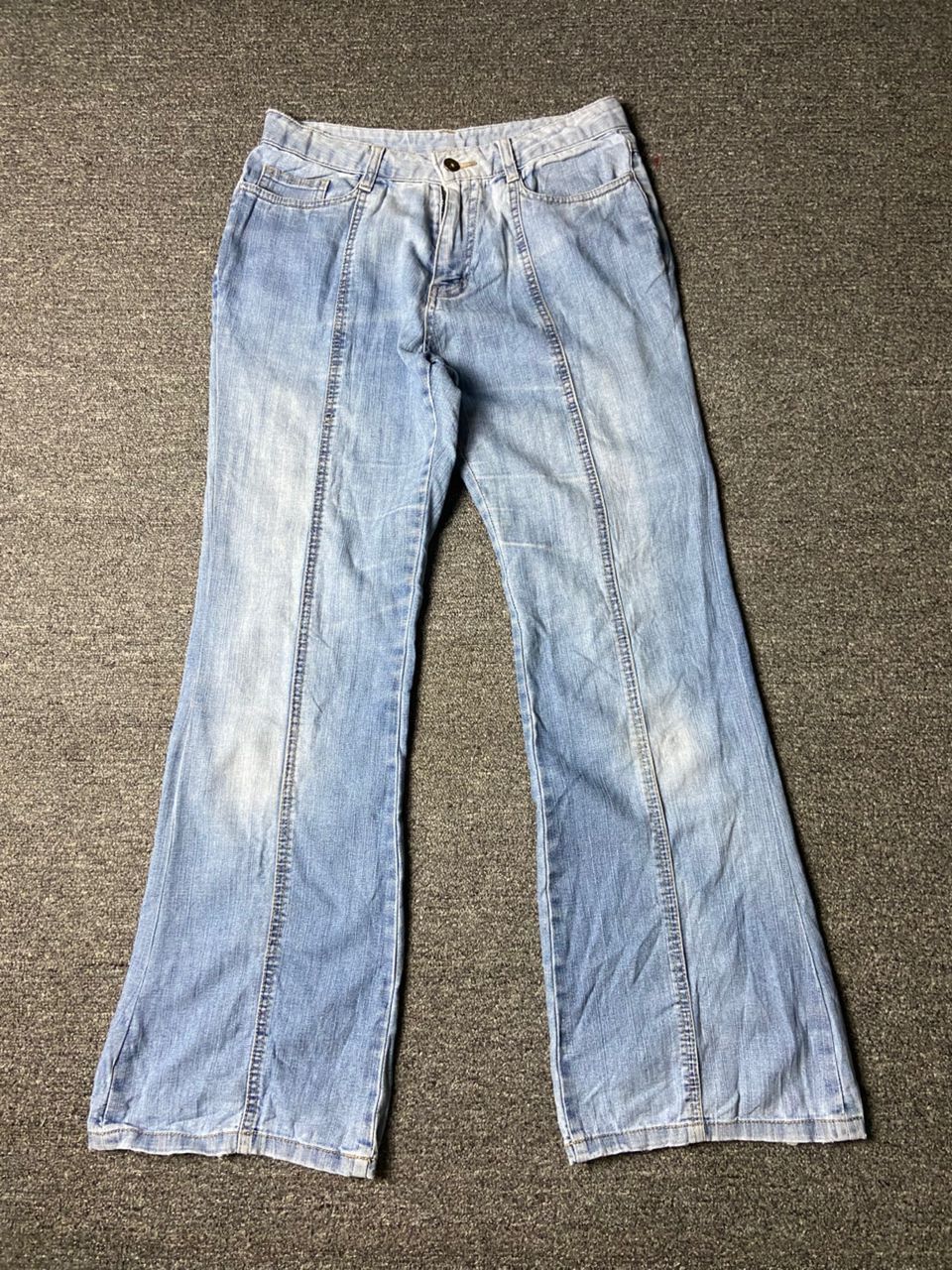 Japanese Brand Vintage FRACILE Wide Leg Jeans with Front Seams (161) Size US 29 - 1 Thumbnail