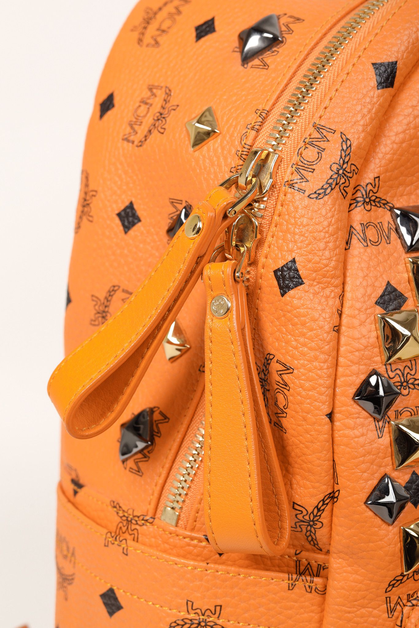 MCM MCM Stark Metal Studs Orange Monogram Backpack Size ONE SIZE - 13 Thumbnail
