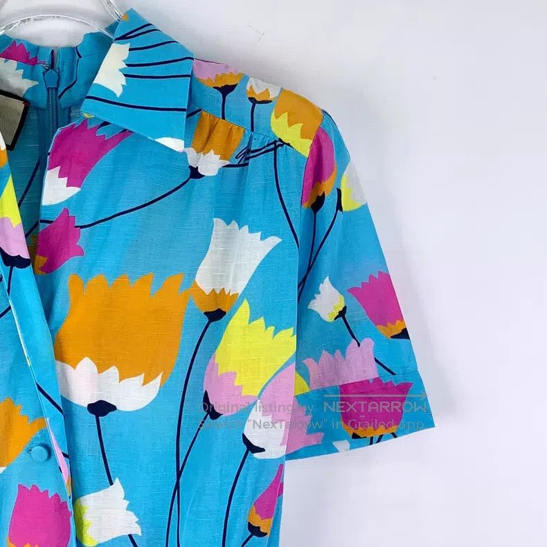 Gucci Gucci Borderless Overture Blue Floral Print Cotton Lapel S Size XS / US 0-2 / IT 36-38 - 3 Thumbnail