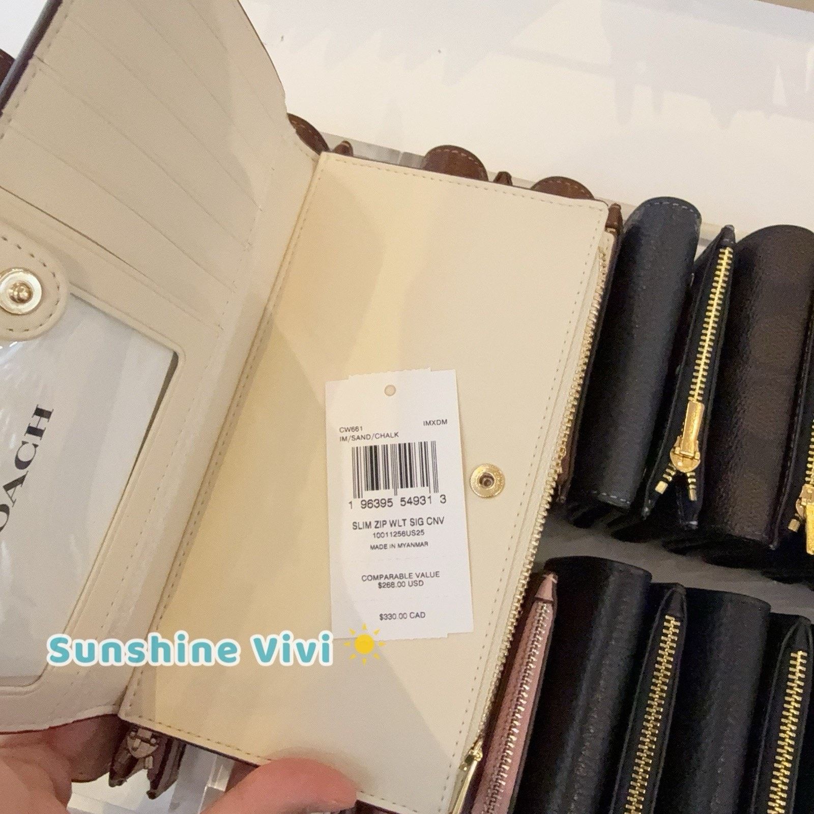 Coach NWT Coach CW661 Slim Zip Wallet Canvas Gold/Sand/Chalk Size ONE SIZE - 5 Thumbnail