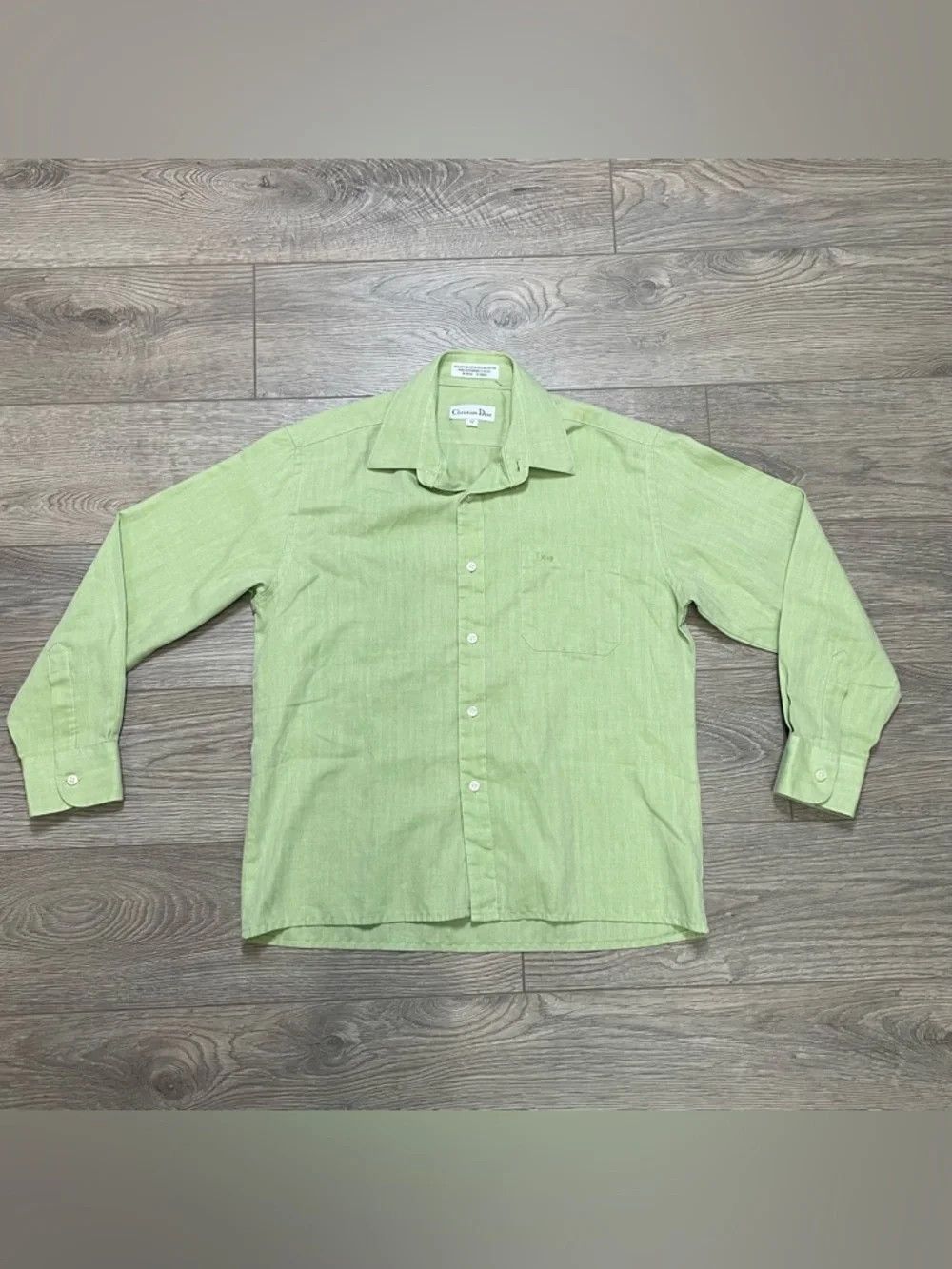 Christian Dior Monsieur Vintage Christian Dior Monsieur Green Herringbone Shirt Size XL / US 12-14 / IT 48-50 - 1 Thumbnail