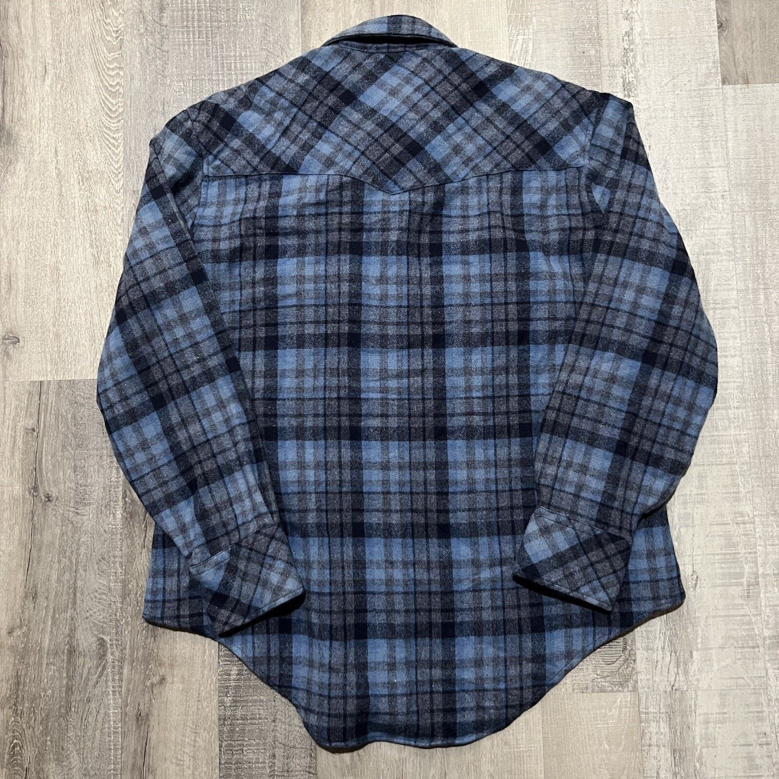 Vintage VTG Ponderosa 80s Western Pearl Snap Shirt Blue Plaid Cowboy Size US L / EU 52-54 / 3 - 3 Thumbnail
