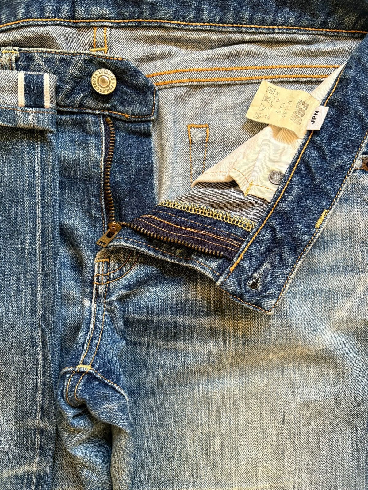 FOB Factory × Japanese Brand Vintage Fob Factory Selvedge Mud Wash Distressed Ripped Jean Size US 32 / EU 48 - 9 Thumbnail