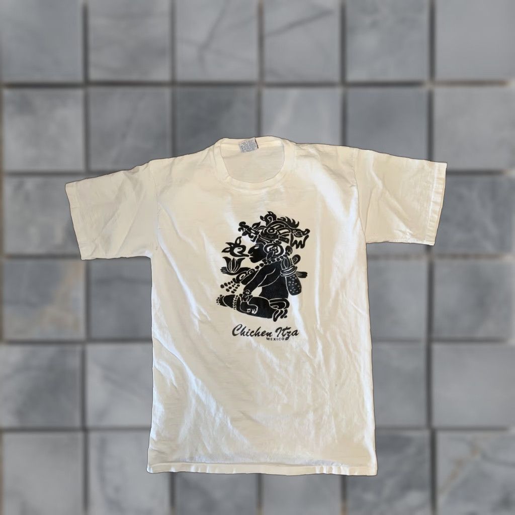 Native VINTAGE Mexico Chichen Itza T-Shirt White XL Men Aztec 20x29 Old School Size US XL / EU 56 / 4 - 1 Thumbnail