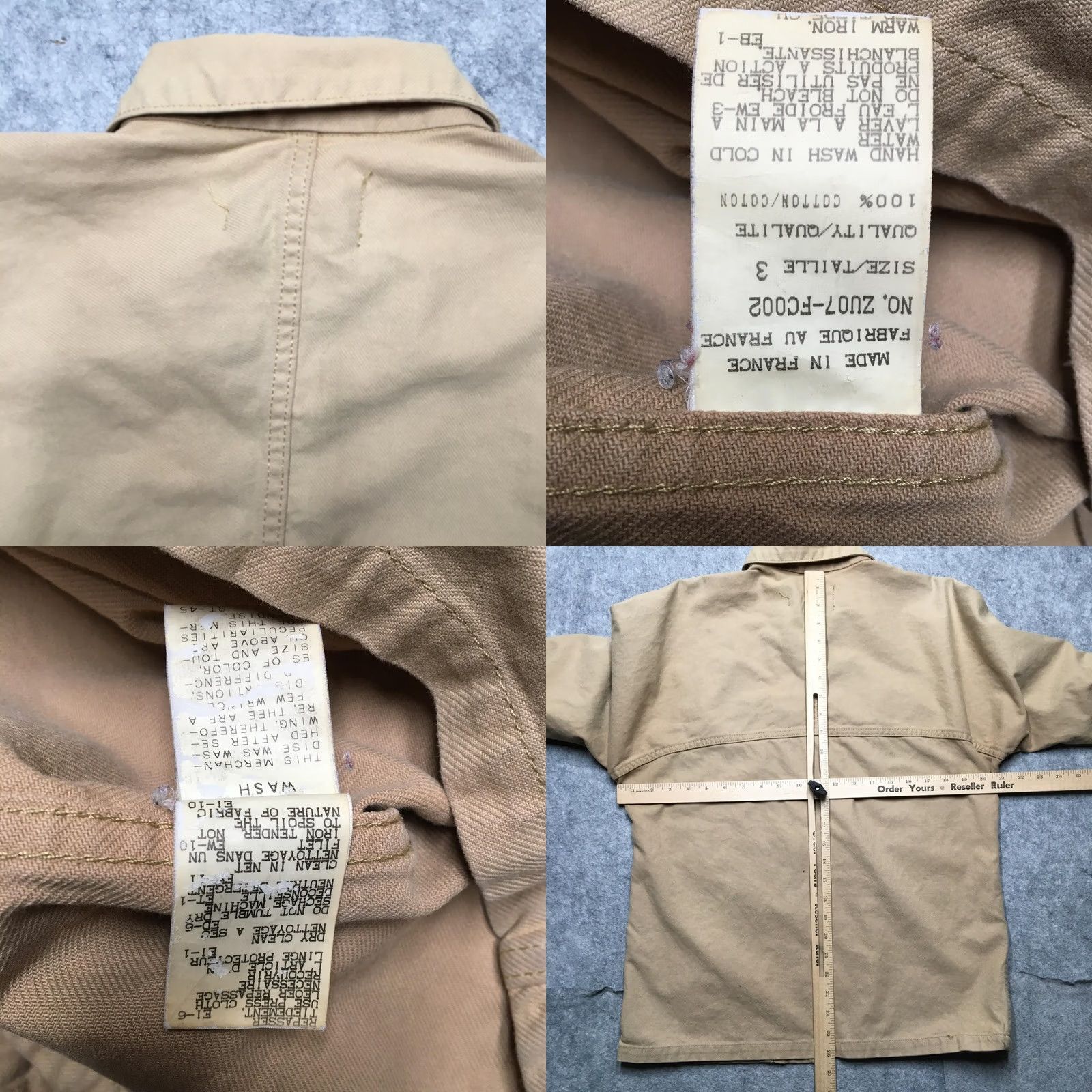 Zucca ZUCCA TRAVAIL Jacket Mens L Beige Twill Military Workwear Zip France Size US L / EU 52-54 / 3 - 8 Thumbnail