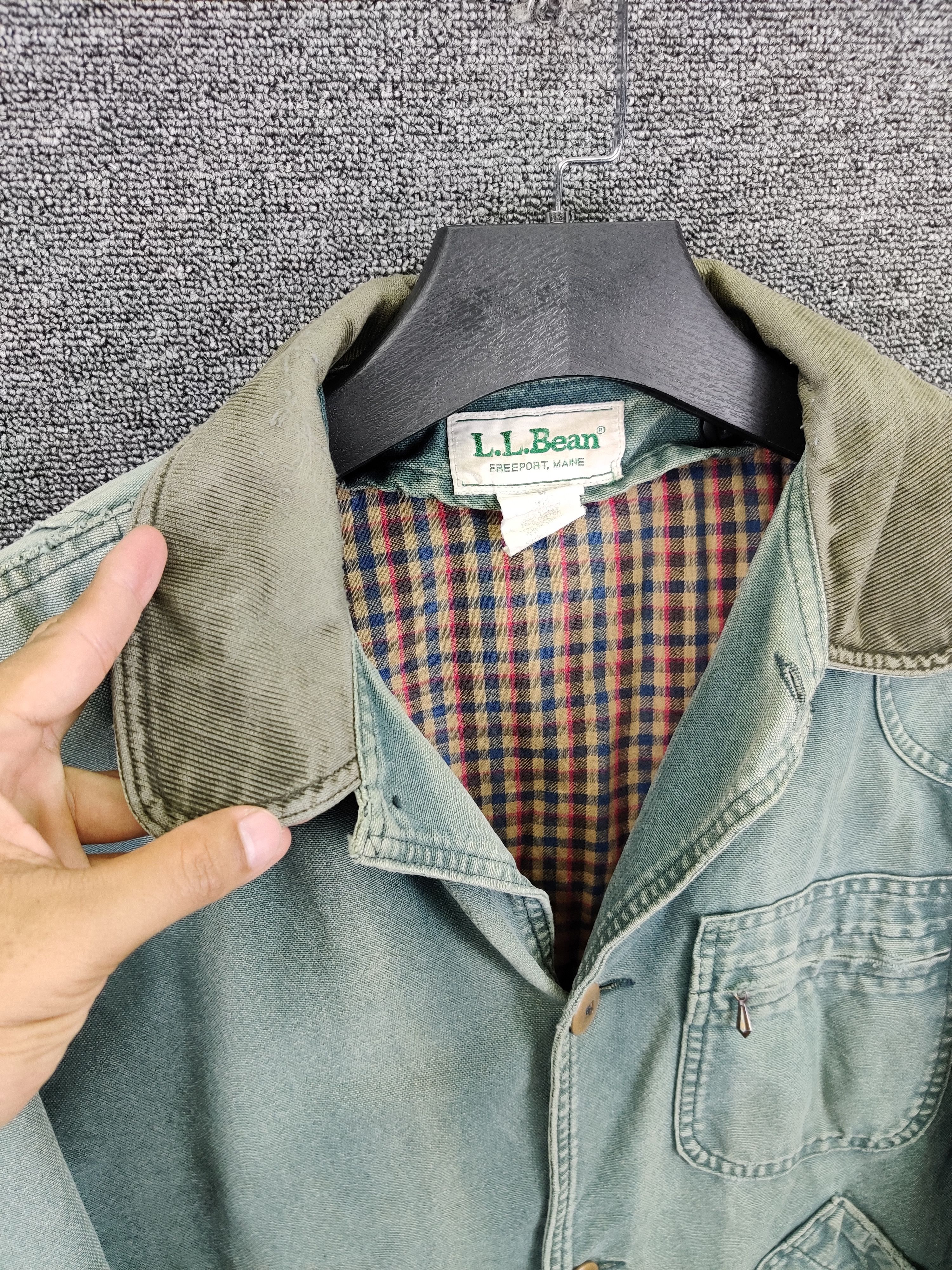 L.L. Bean L.L. Bean Blanket Lined Green Chore Jacket Coduroy Collar Size US M / EU 48-50 / 2 - 2 Thumbnail